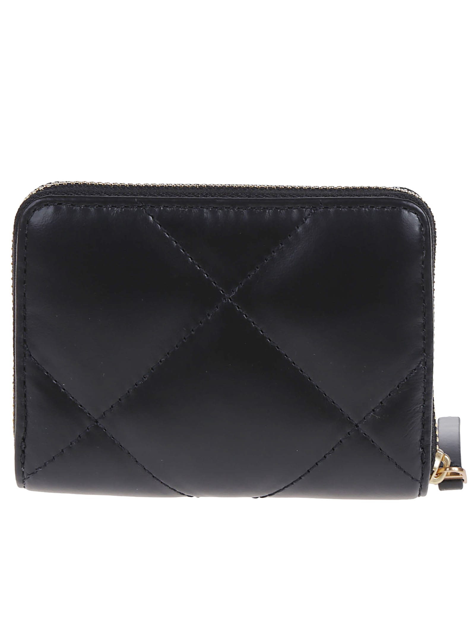 Tory Burch Kira Small Diamond Quilt Zip Around Wallet In Black