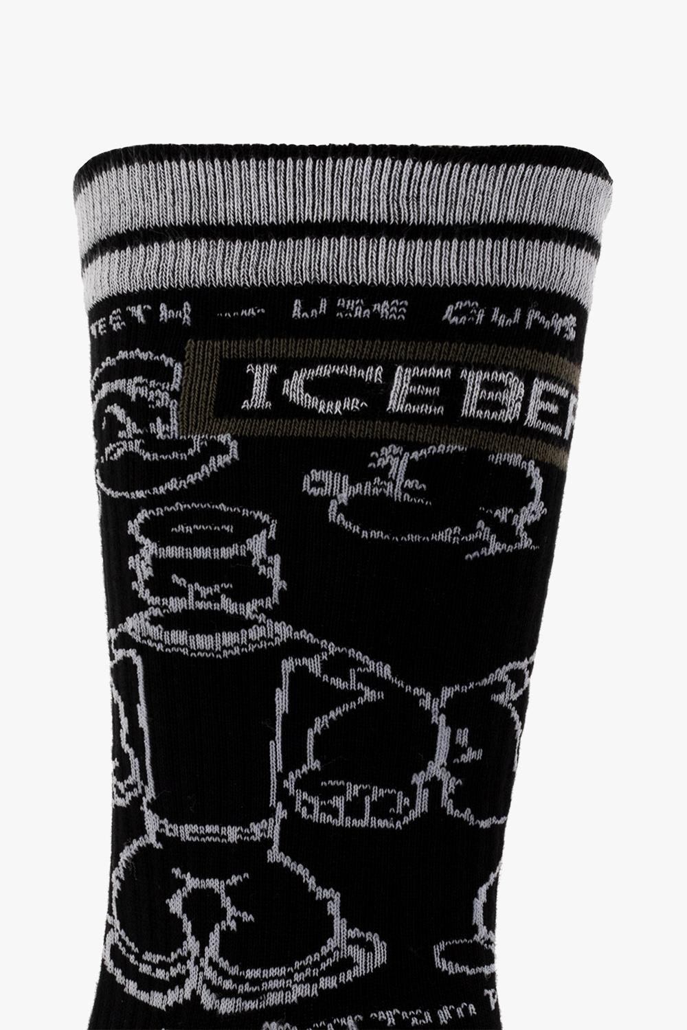 Shop Iceberg Embroidered Socks In Black