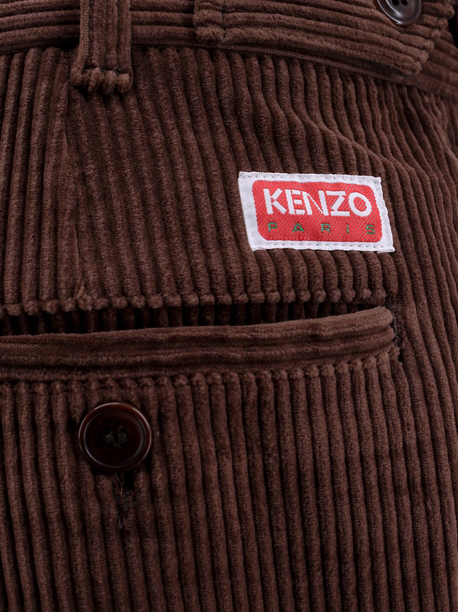 Shop Kenzo Trouser In Marron Fonce