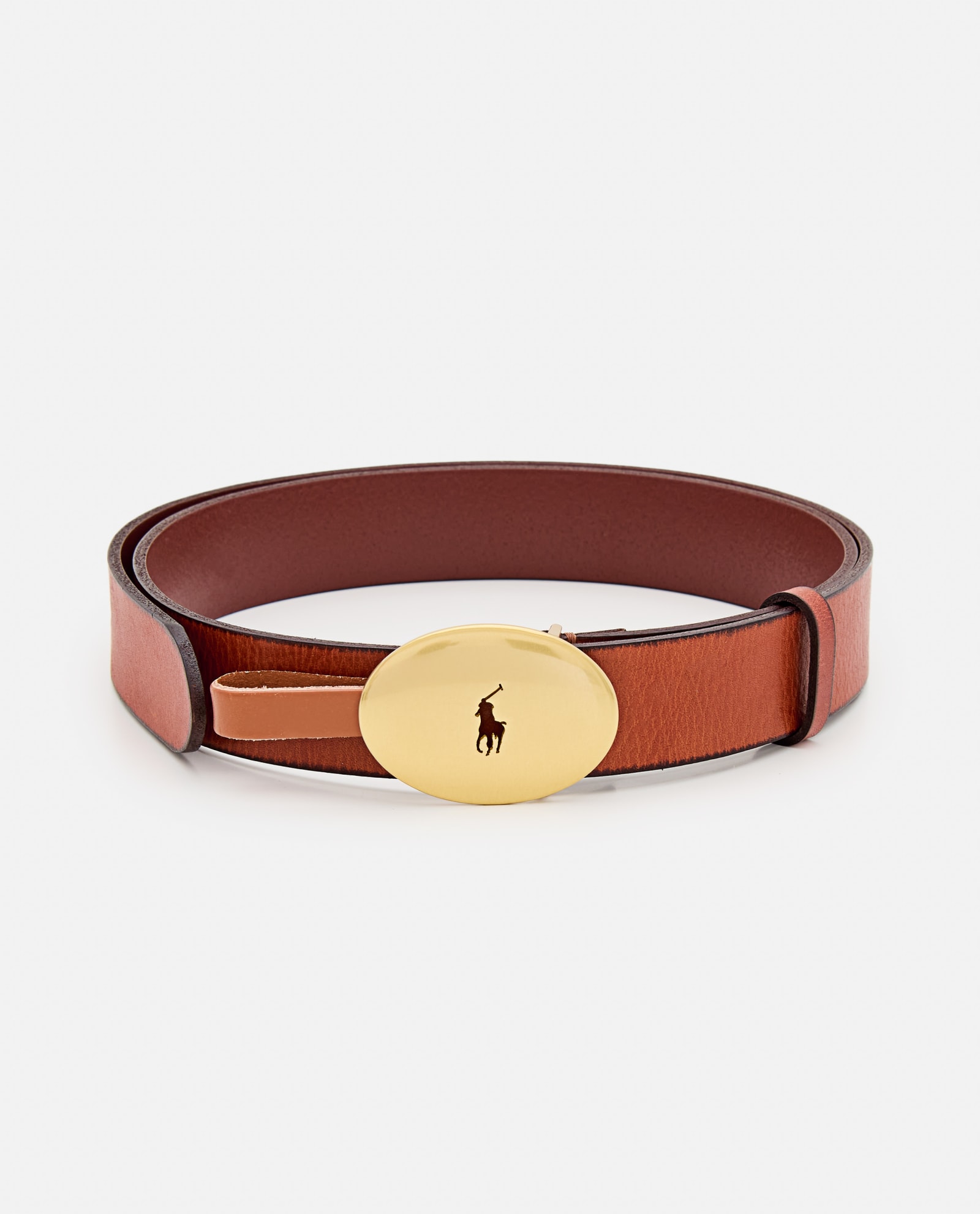 Shop Polo Ralph Lauren Cintura Con Fibbia Logo In Brown