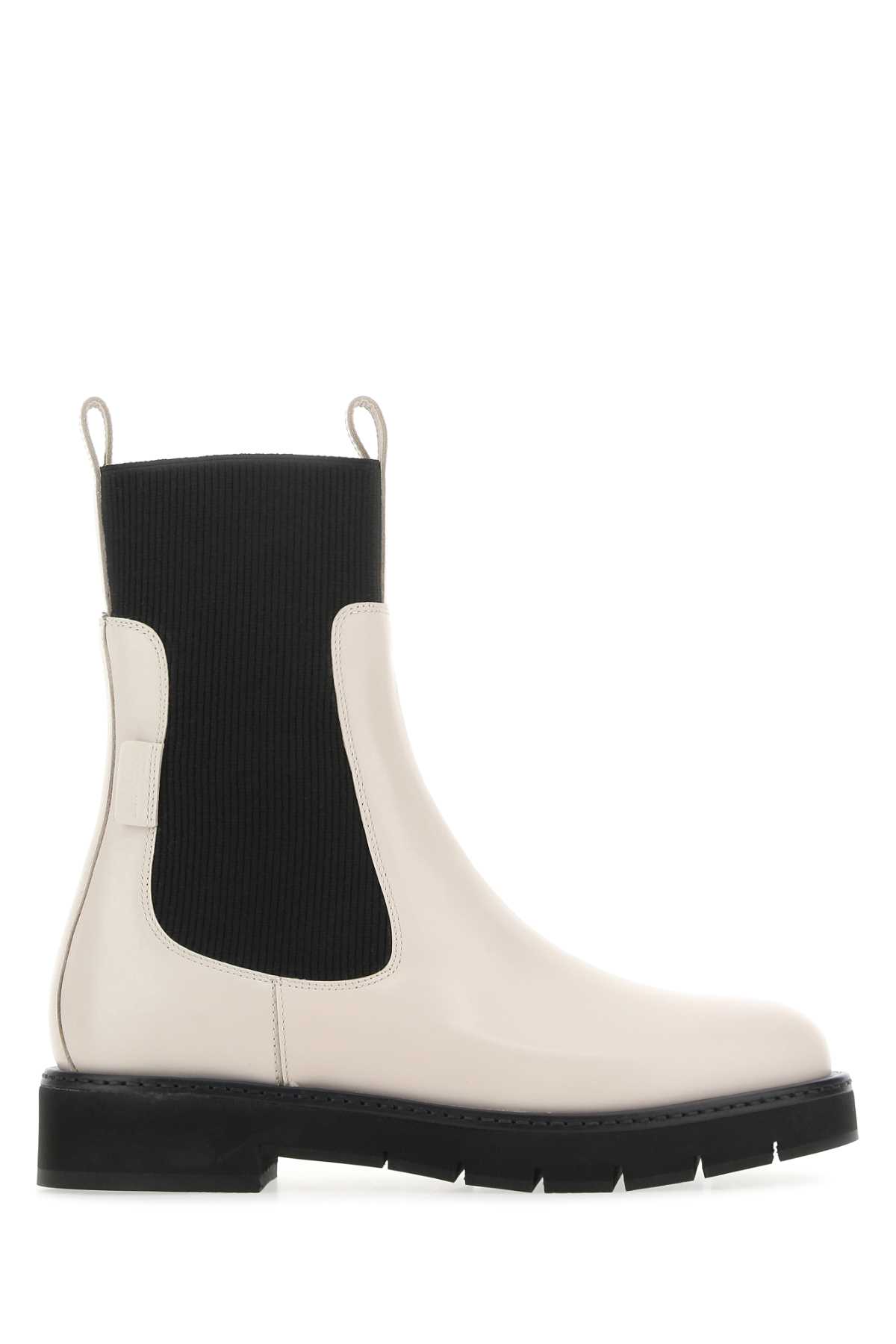 Ivory Leather Rook Ankle Boots