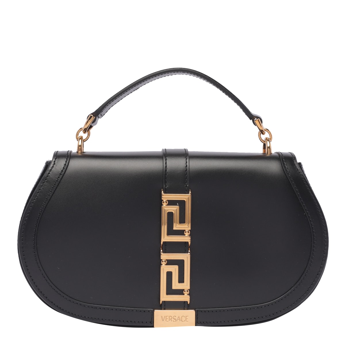 Shop Versace Mini Greca Goddess Crossbody Bag In Black