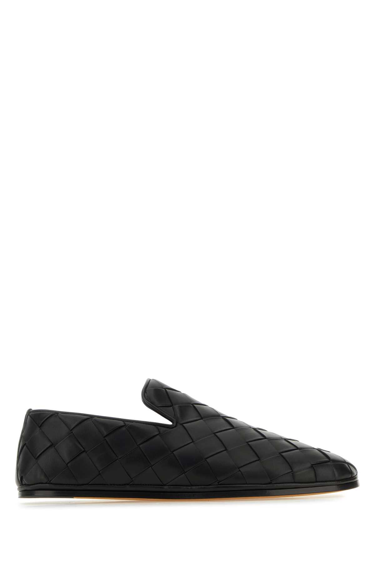 Shop Bottega Veneta Black Leather Sunday Slippers In Blk