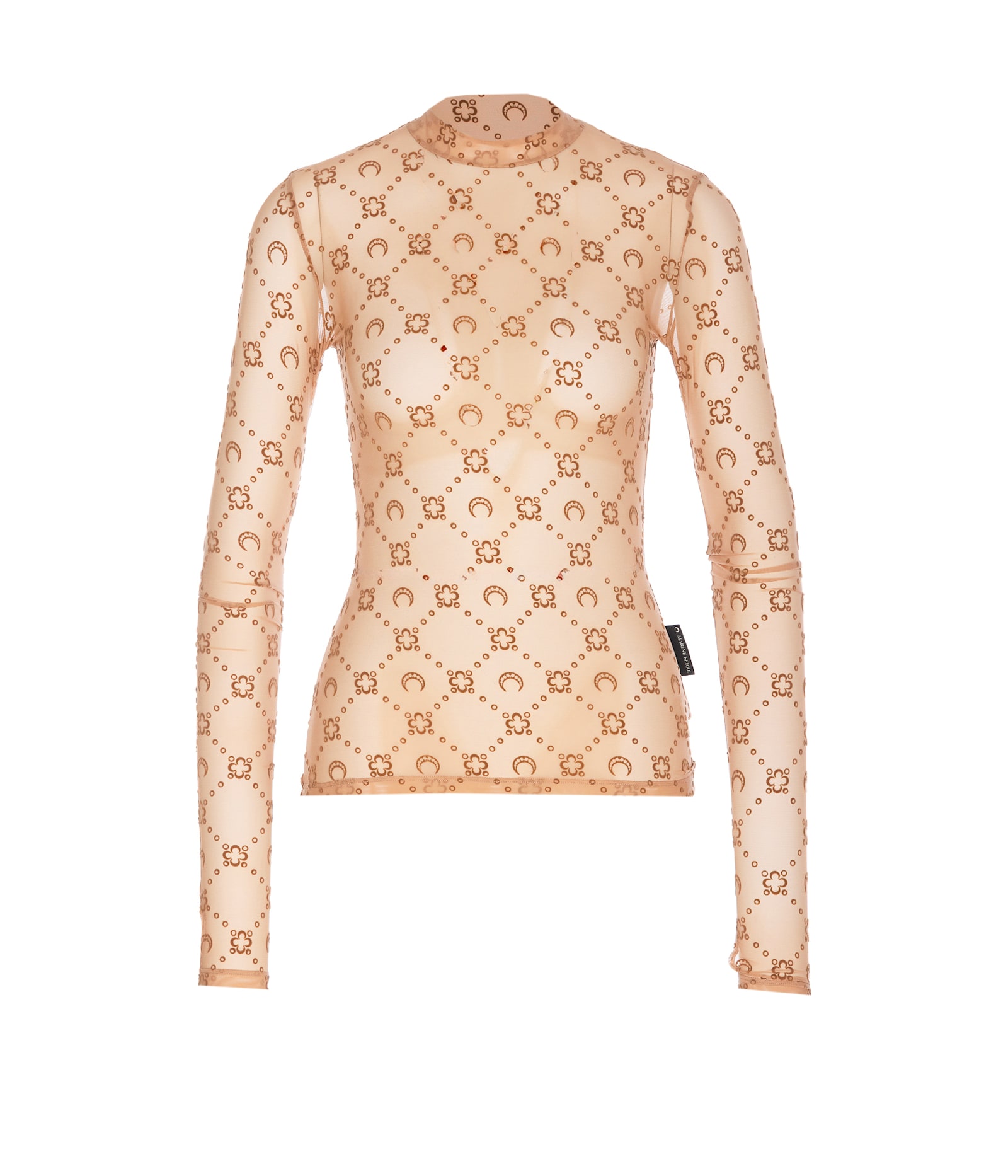 Monogram Mesh Flock Long Sleeves Top