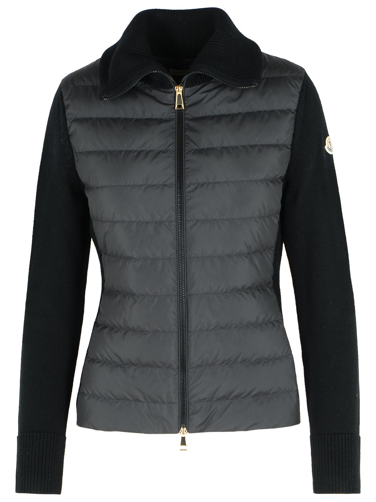 Moncler Black Virgin Wool Blend Jacket In Black