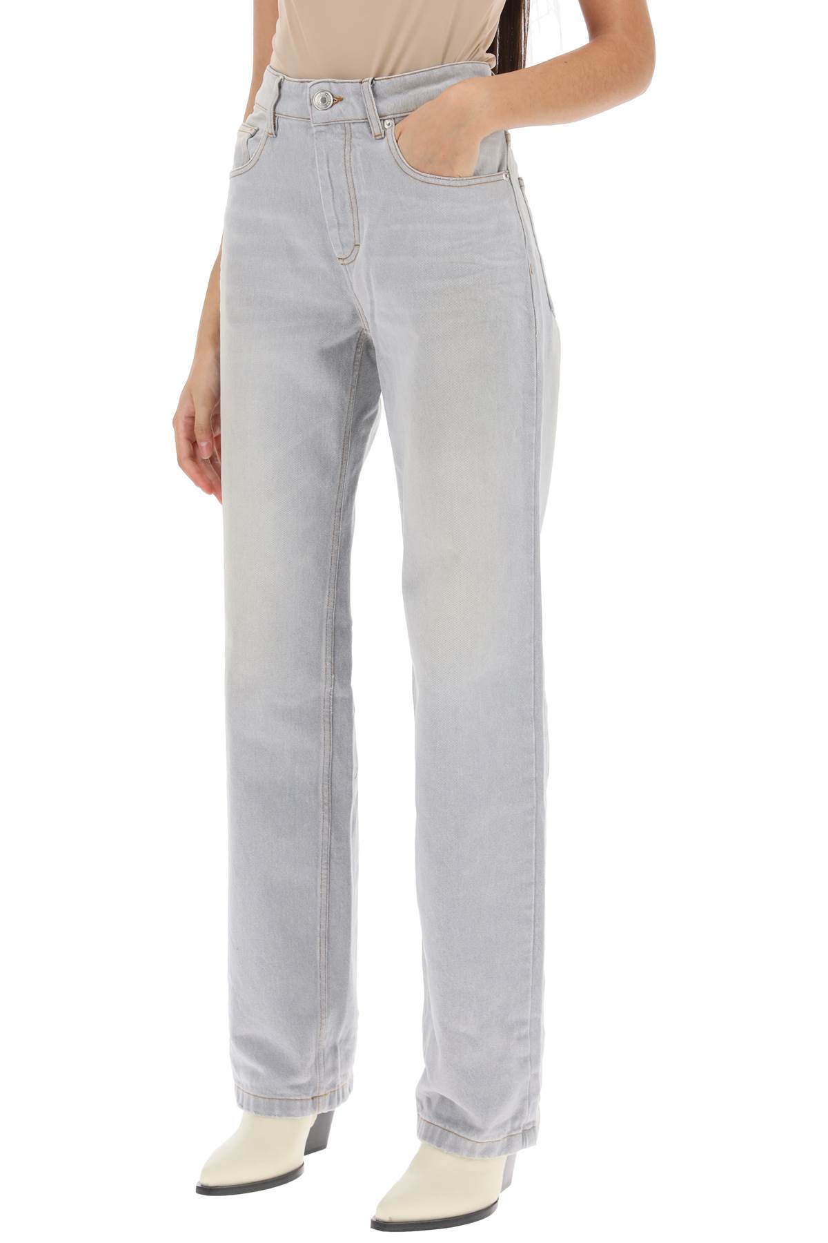 Shop Ami Alexandre Mattiussi Straight Cut Jeans In Vintage Grey (grey)