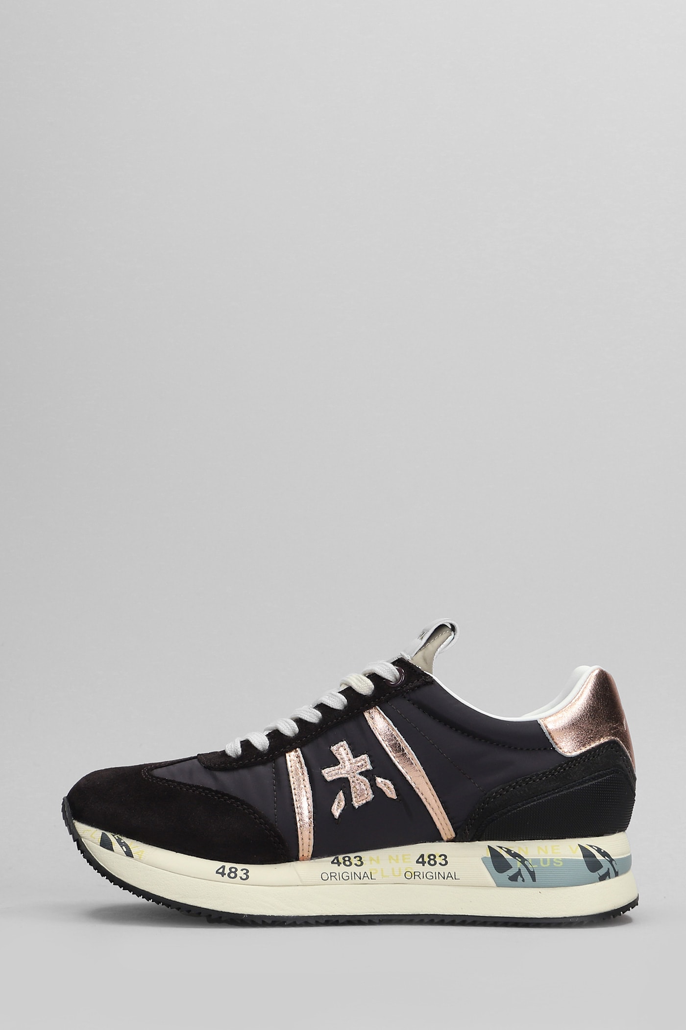 Shop Premiata Conny Sneakers In Brown Suede And Fabric