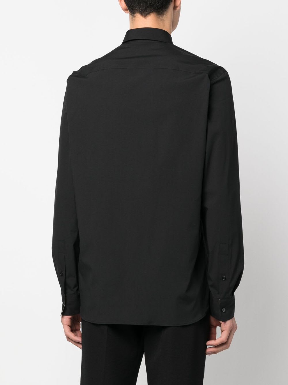Burberry Sherfield Equestrian Knight Stretch Cotton Poplin Button-up Shirt In Black