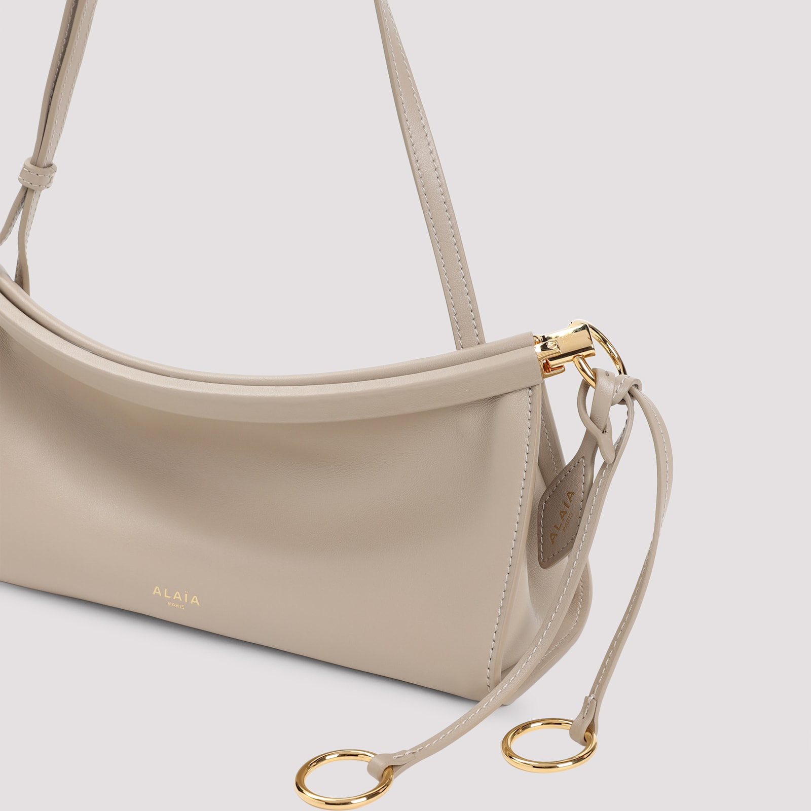 Alaïa East West Shoulder Bag In Grege Calf Leather In White