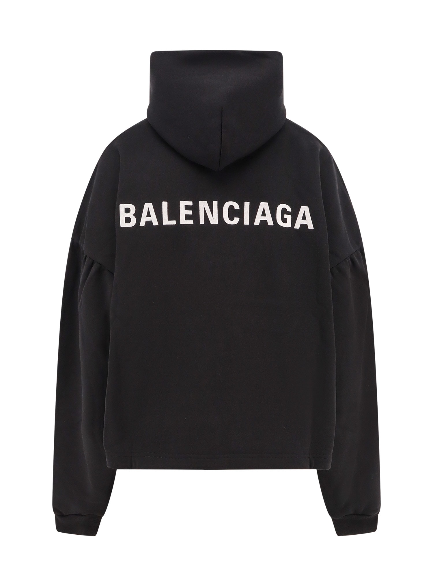 Shop Balenciaga Logos Hoodie In Black