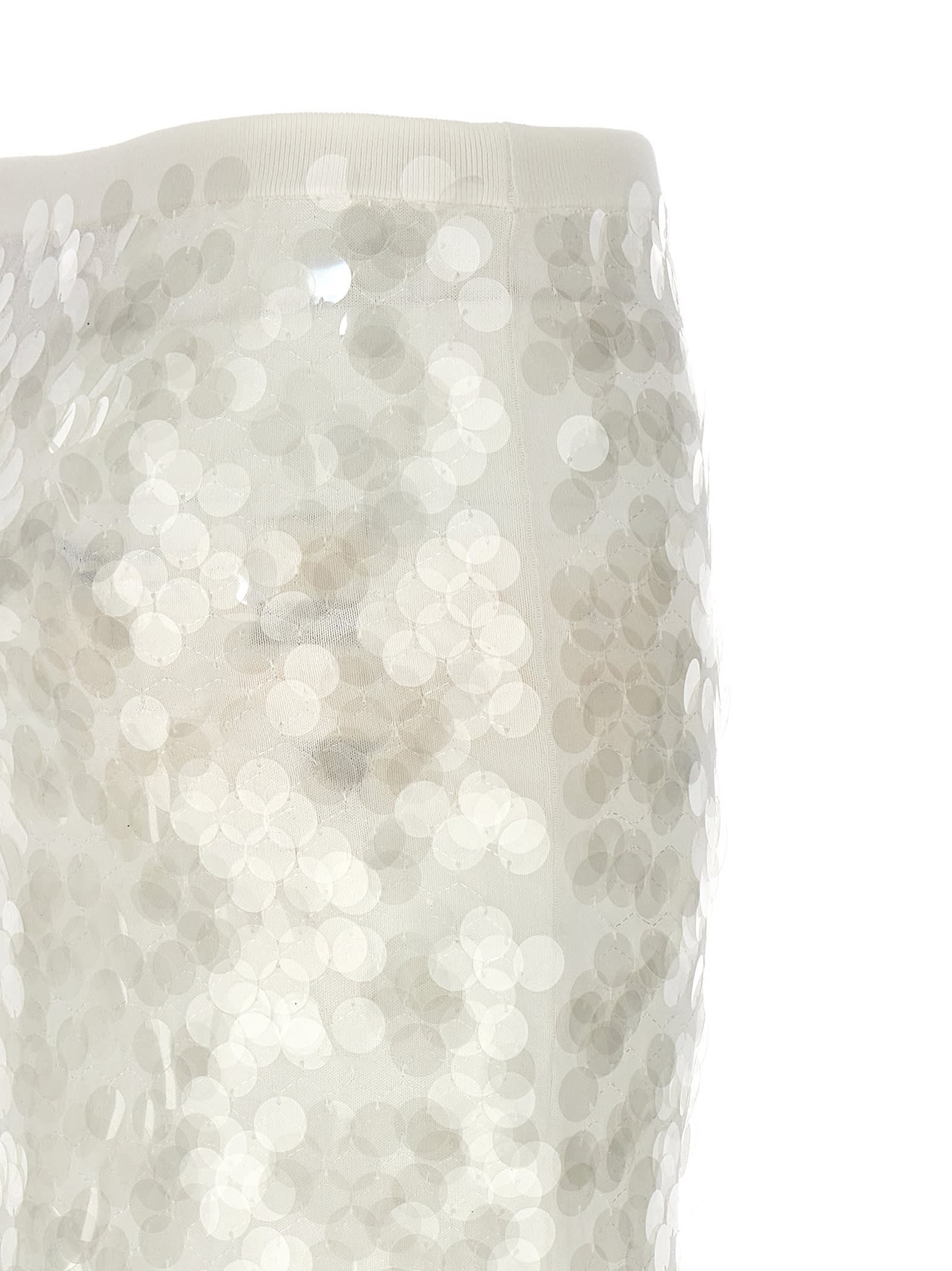 Shop N°21 Sequin Knitted Skirt In White