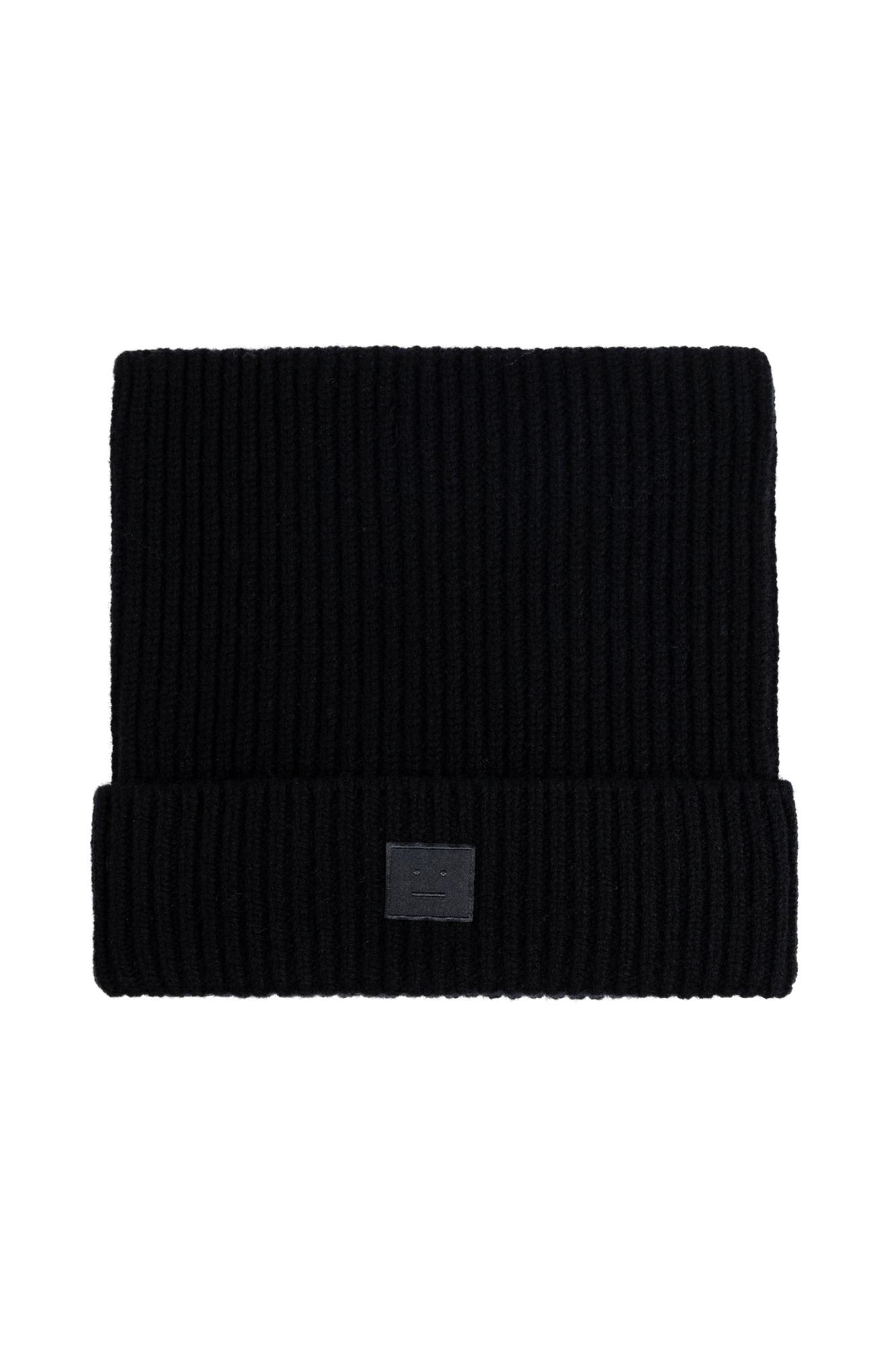 Acne Studios Wool Beanie With Logo In Black