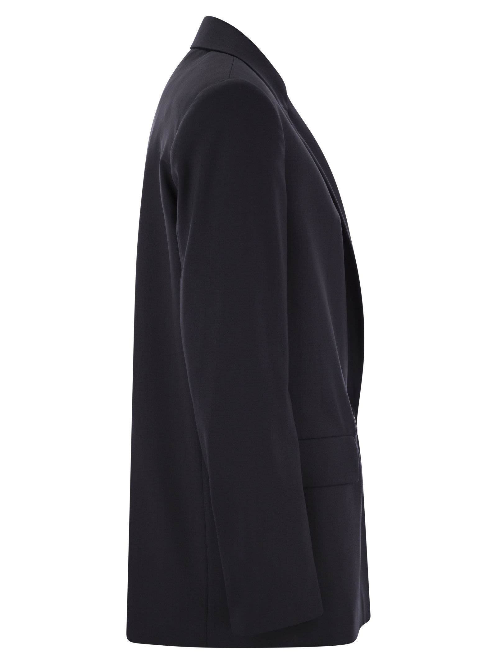 Fabiana Filippi Elegant Double-breasted Wool-blend Jacket In Blue