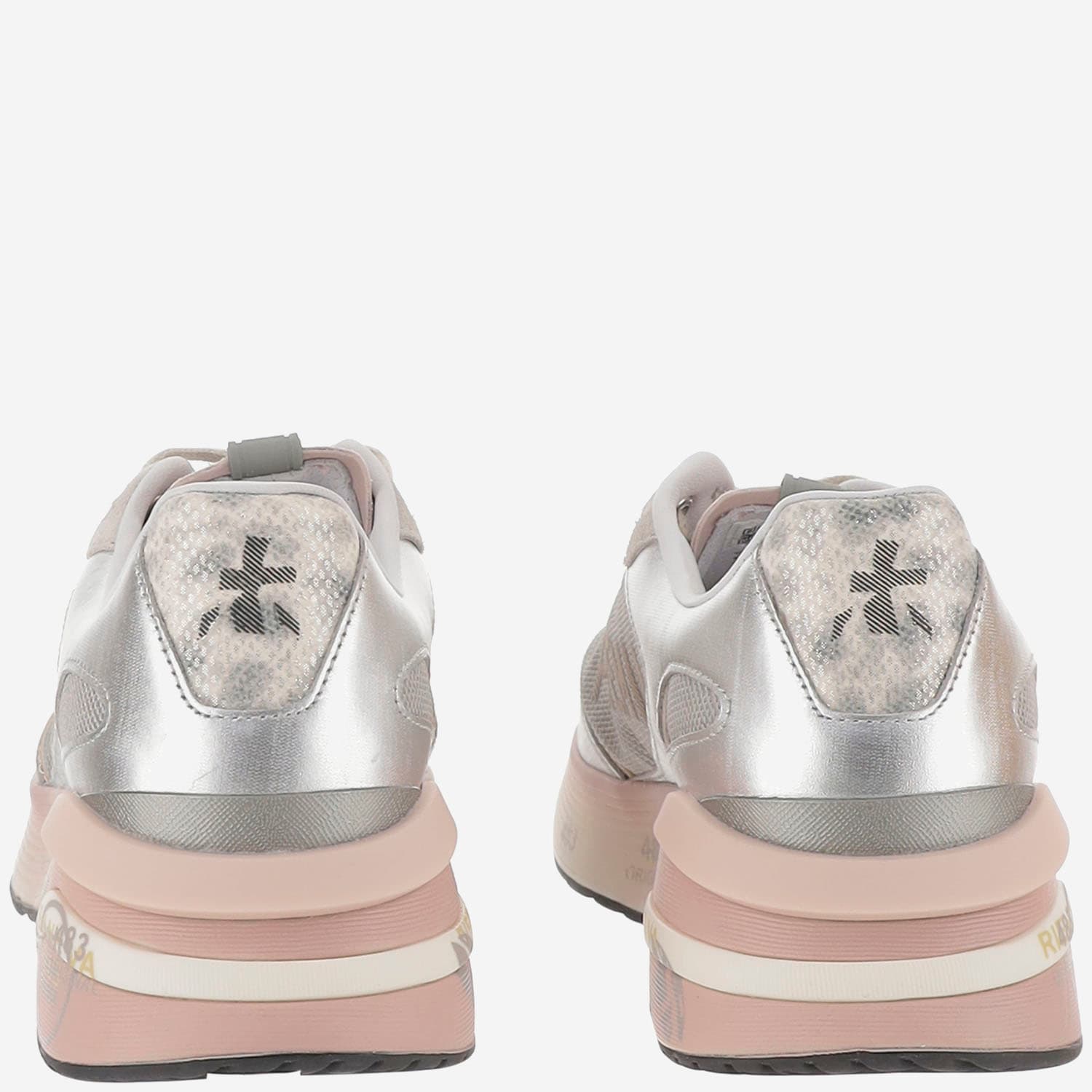 Premiata Chunky Multicolour Sneakers With Metallic And Leather Panels In Silver