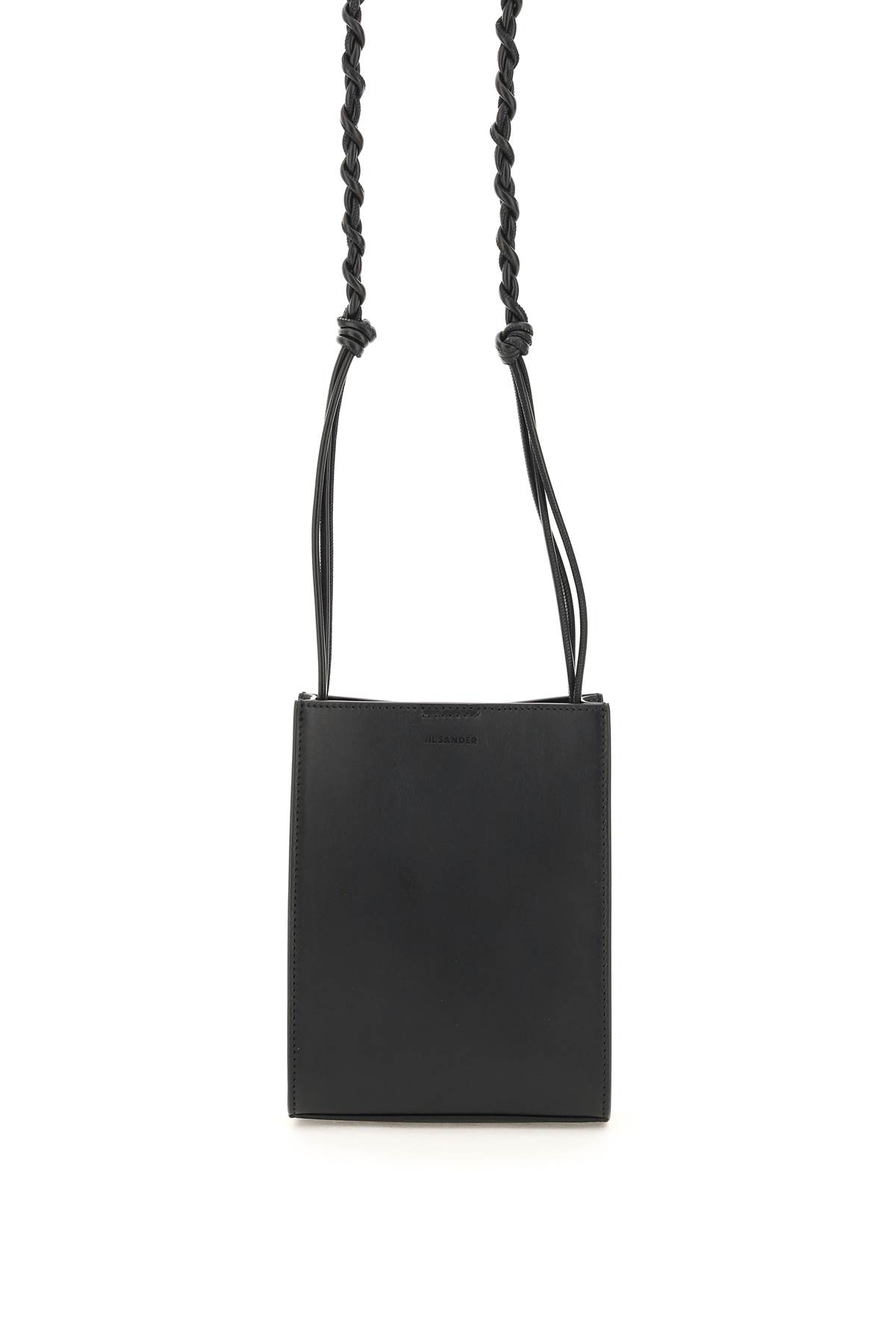 Jil Sander Tangle Crossbody Bag In Black Leather In Black