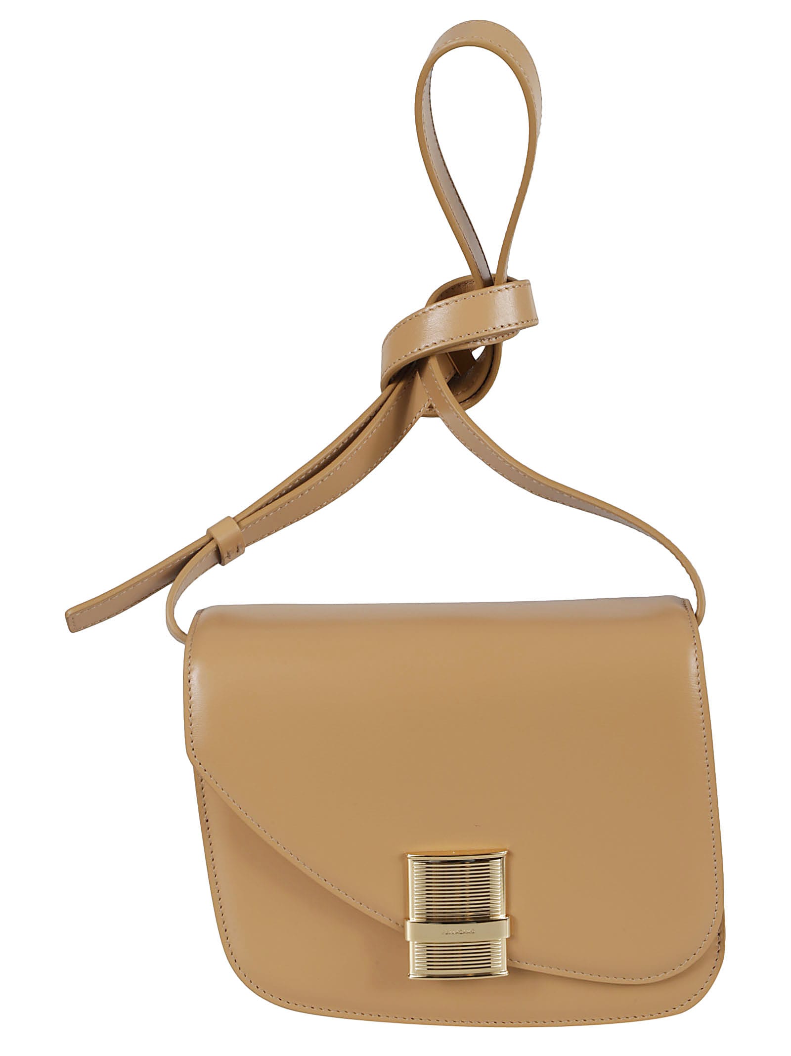 Shop Ferragamo Oyster Flap Shoulder Bag In Light Camel