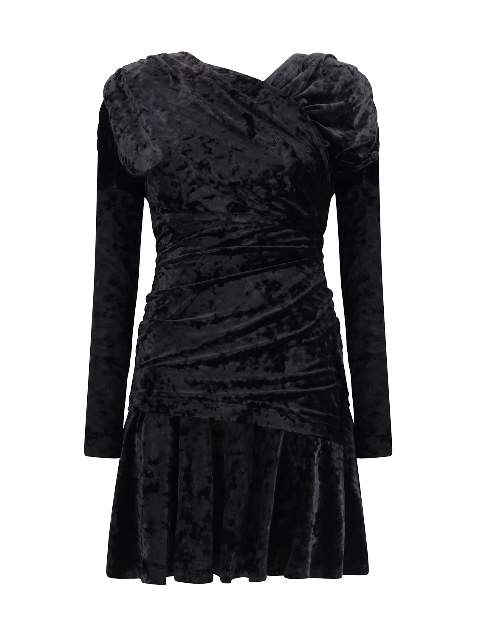 Ganni Women Ruched Mini Dress In Black