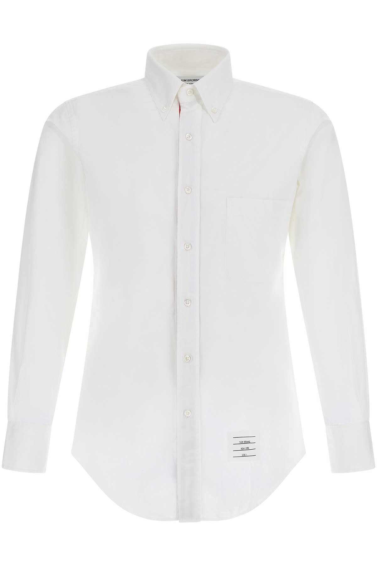 Thom Browne Classic Long Sleeve Button Down Shirt With Gg Placket In Solid Poplin In Gray