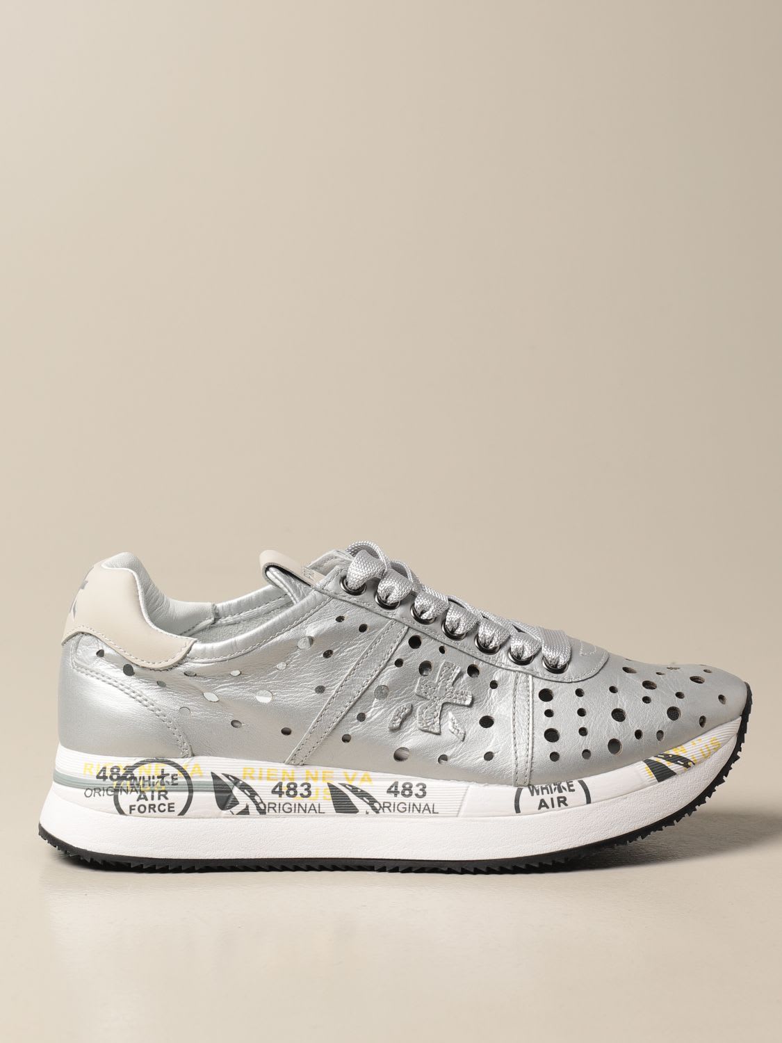Premiata Sneakers Conny Premiata Sneakers In Perforated And Laminated Leather