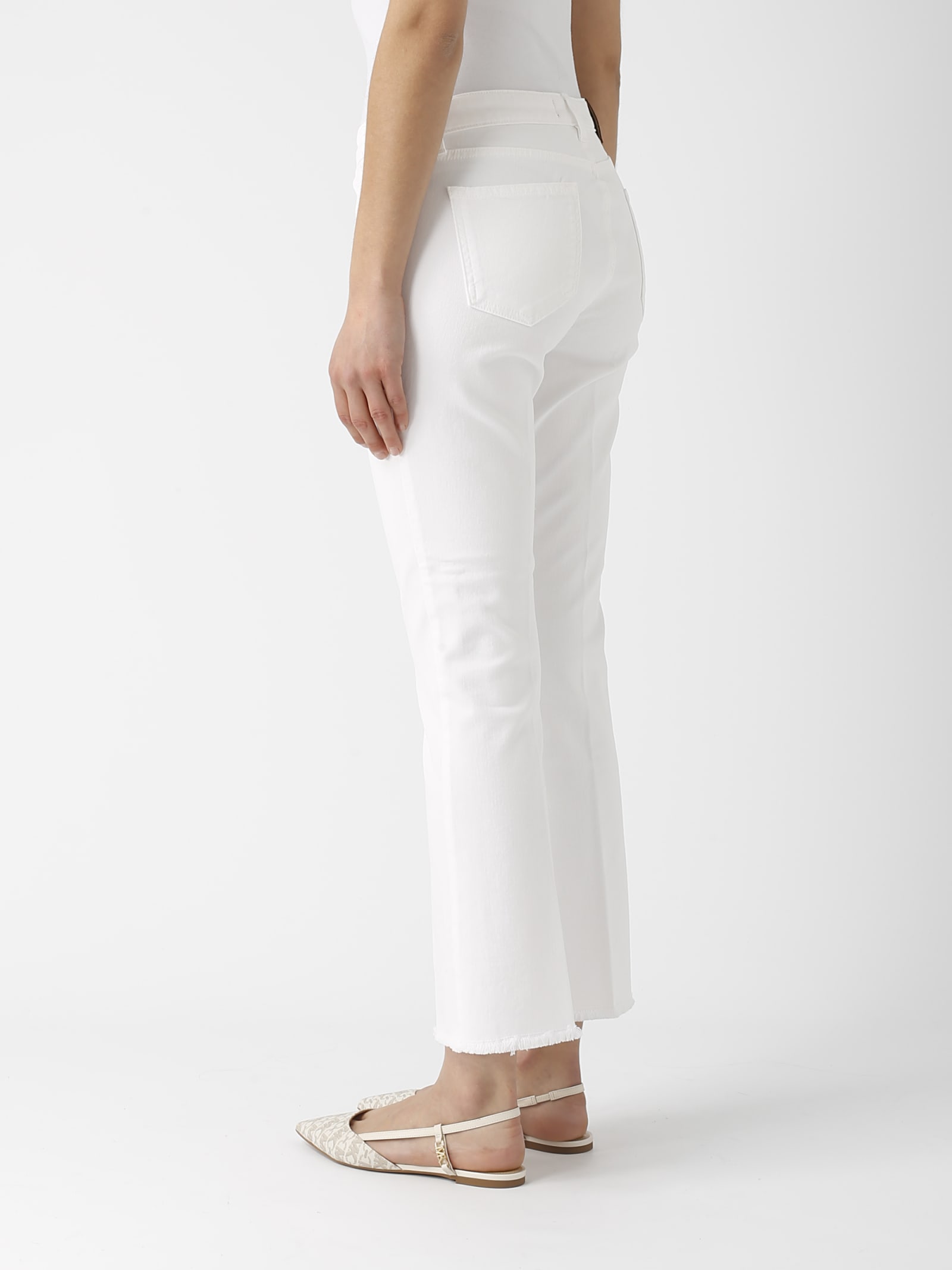 Shop Fay Pant. Cropped F.do Frangia Jeans In Bianco