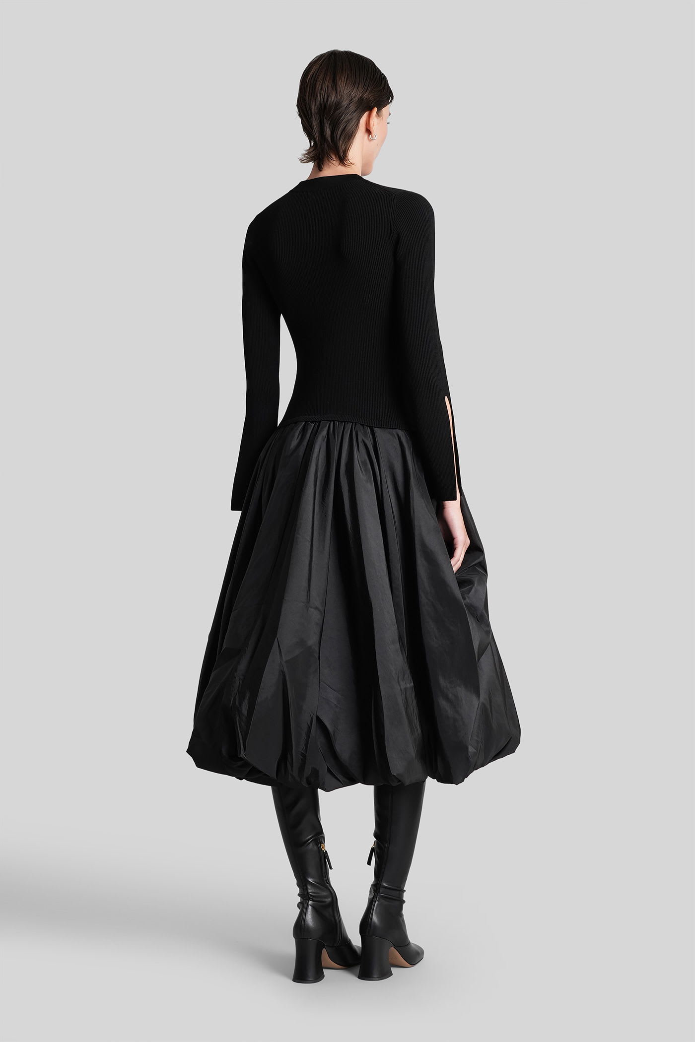 Simkhai Midi Dress With Balloon Skirt And Long Sleeves In Black