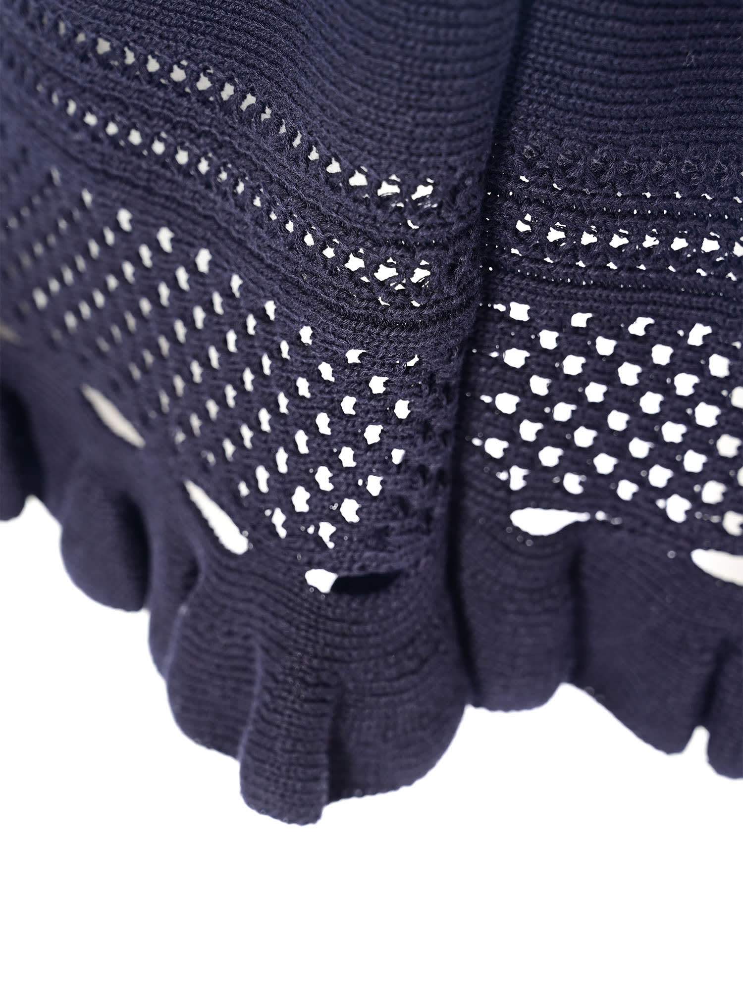Fabiana Filippi Multistitch Cotton Knit Skirt With Bottom Rouche In Blue