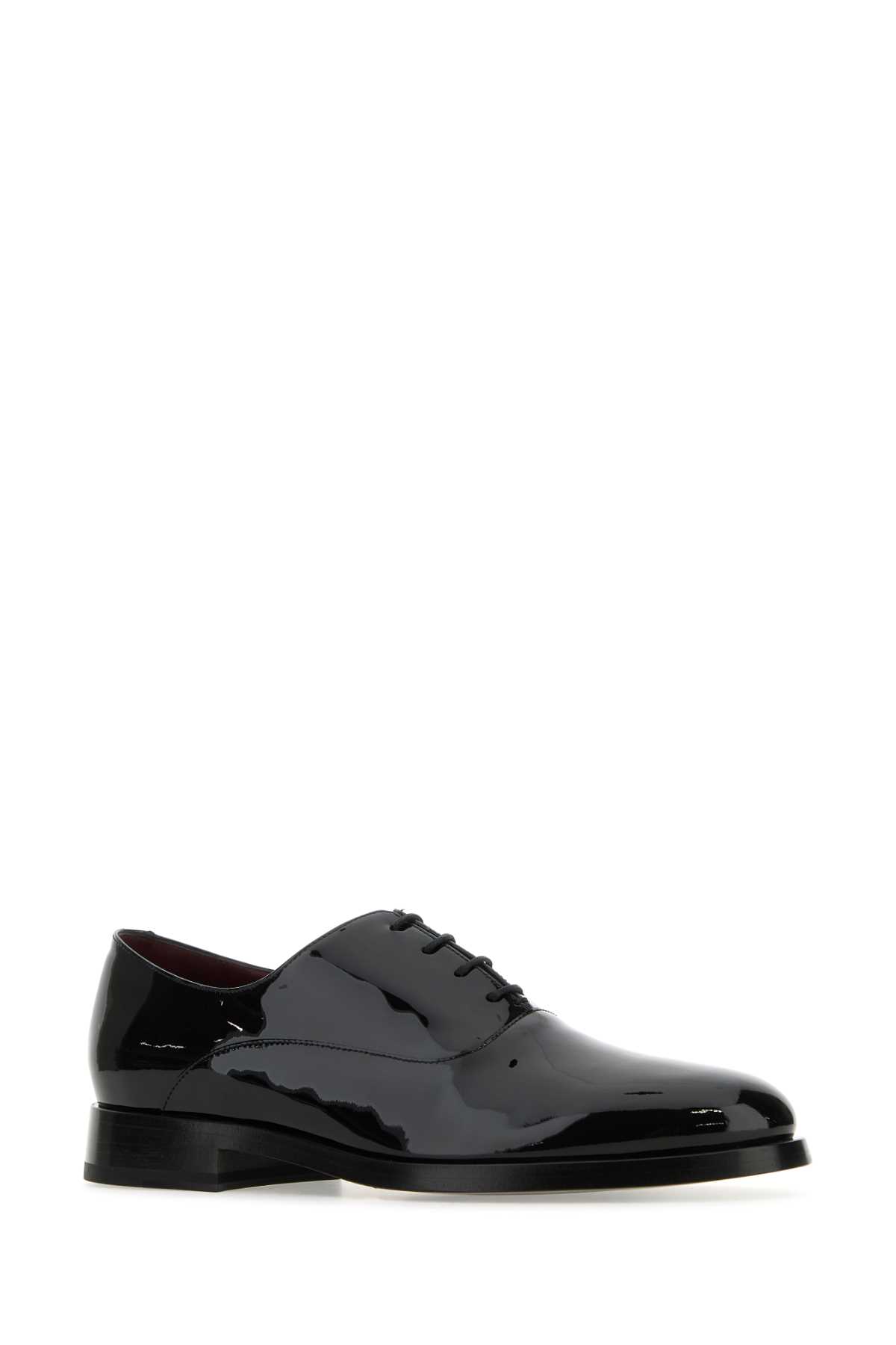 Shop Valentino Black Leather Lace-up Shoes In Nero