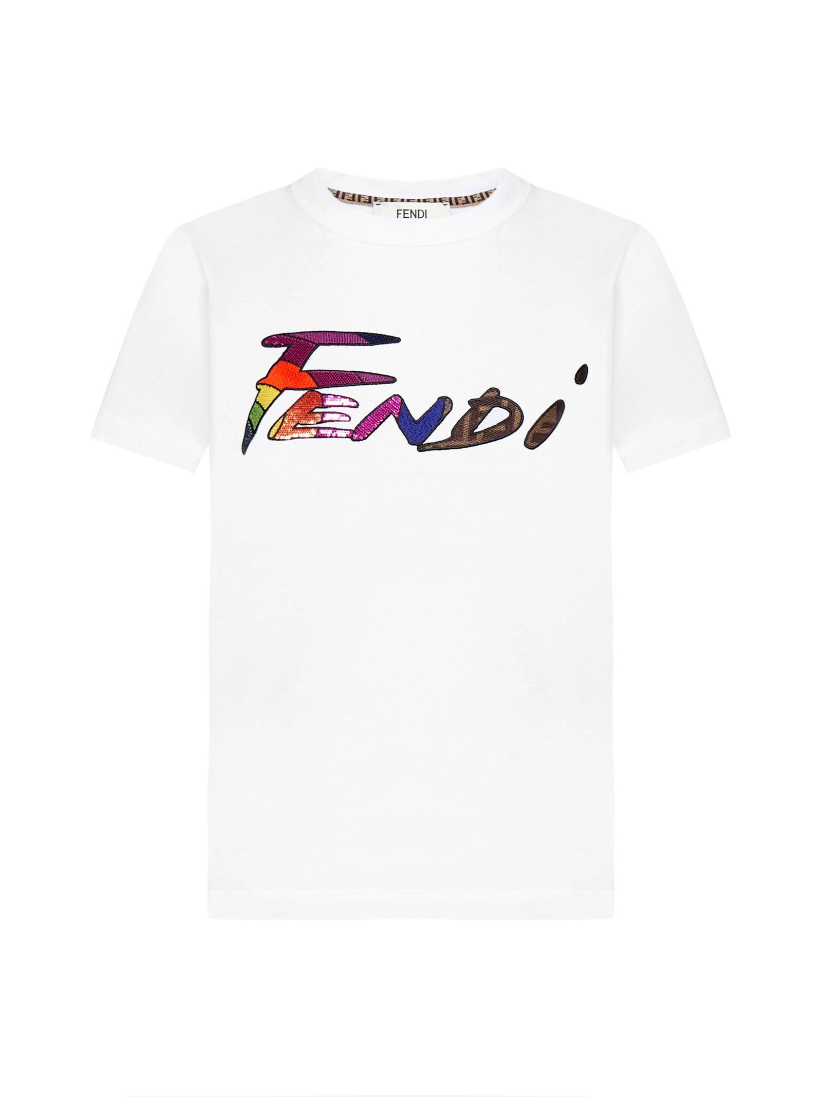 Fendi Logo Embellished Crewneck T-shirt