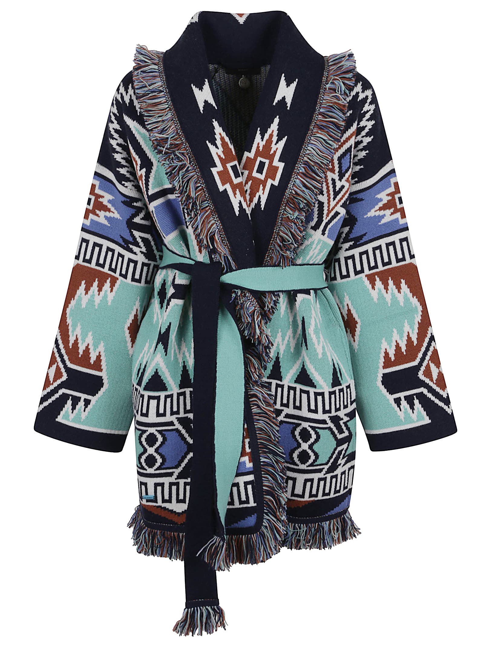 Alanui Cardigan Geometric Roots Blue