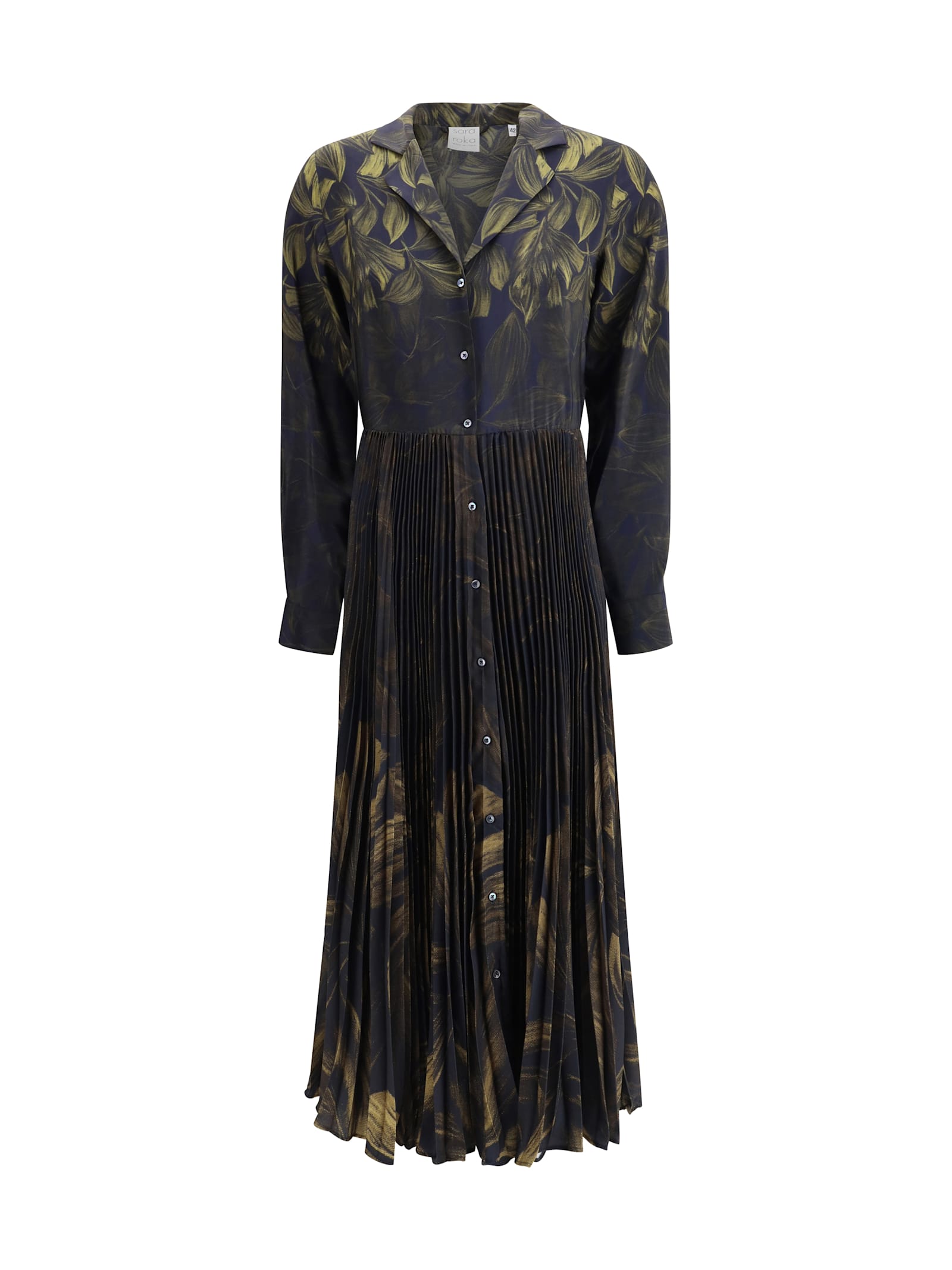 Sara Roka Multicolor Polyester Casual Dress In Green