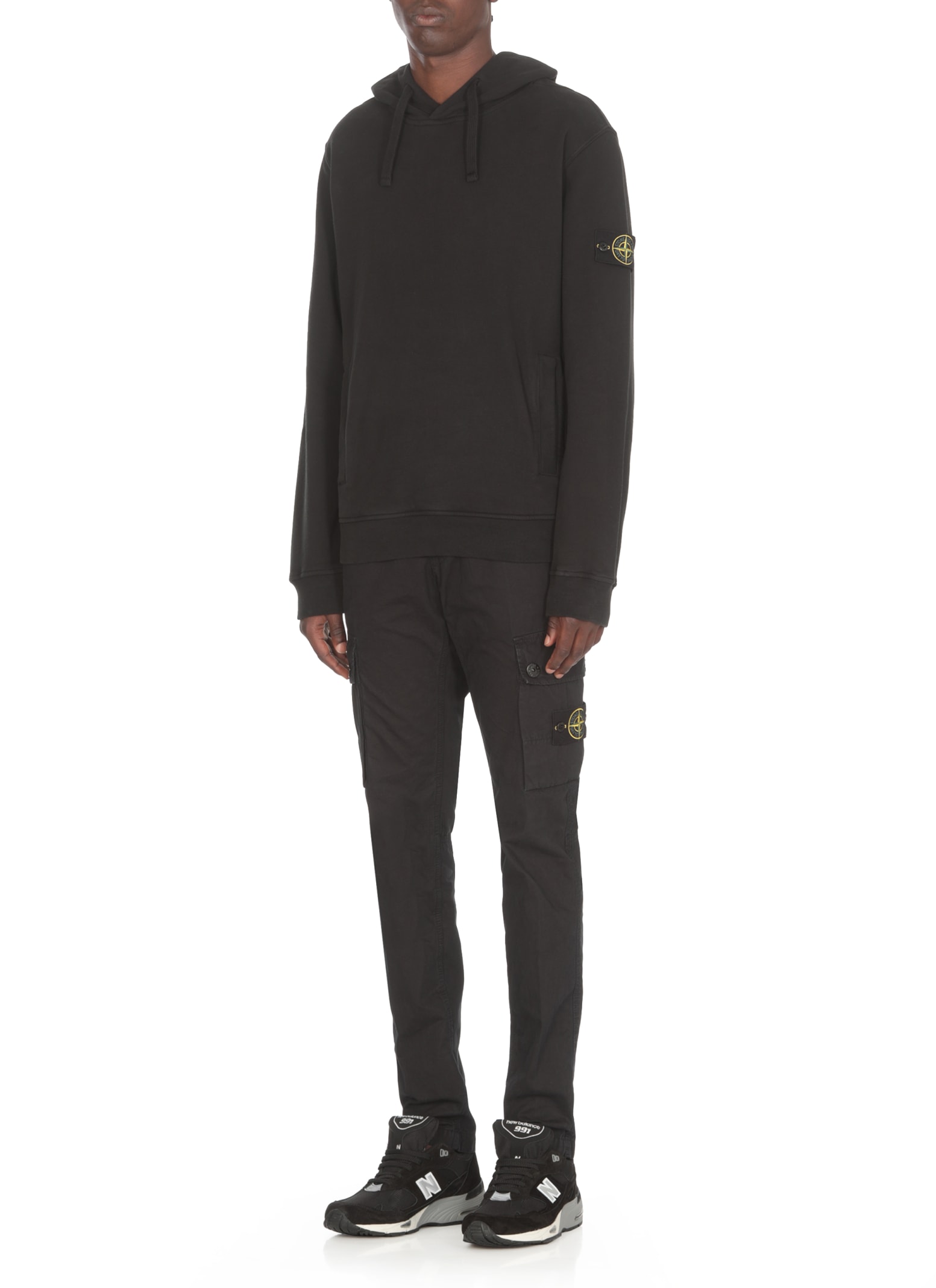 Shop Stone Island Hoodie With Logo In Black