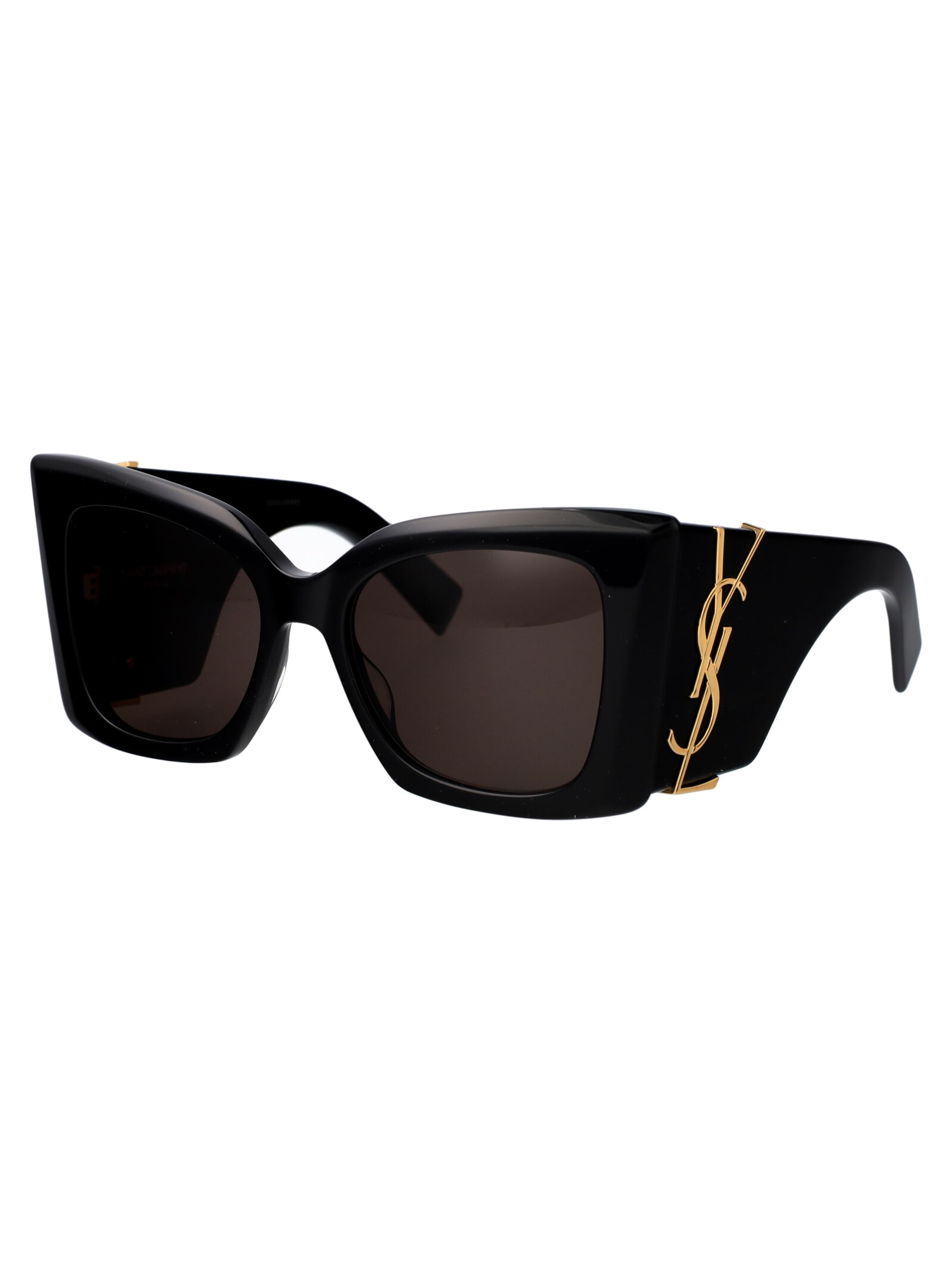 Shop Saint Laurent Sl M119 Blaze Sunglasses In 001 Black Black Black