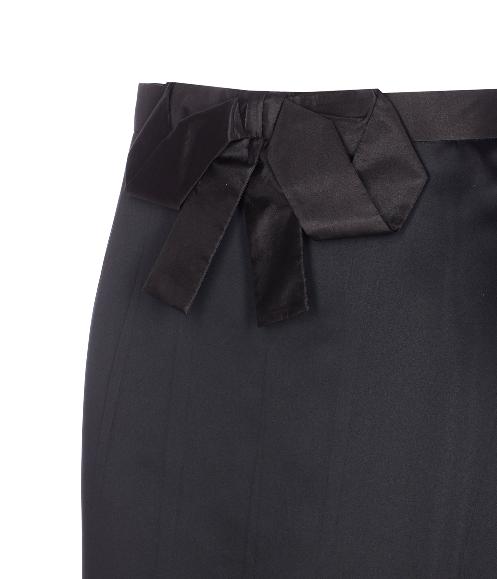 Valentino High Waist Satin Skirt With Bow Detail In Black