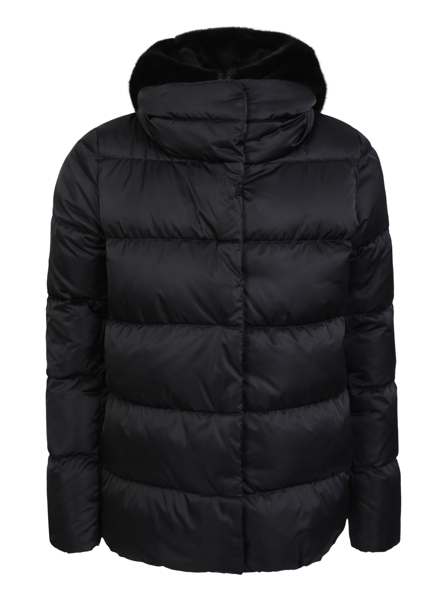 Shop Herno Hooded Down Jacket In Black