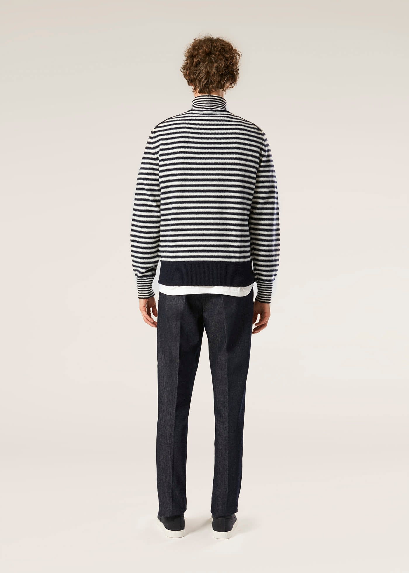 Shop Doppiaa Aaitor White And Blue Wool Striped Turtleneck