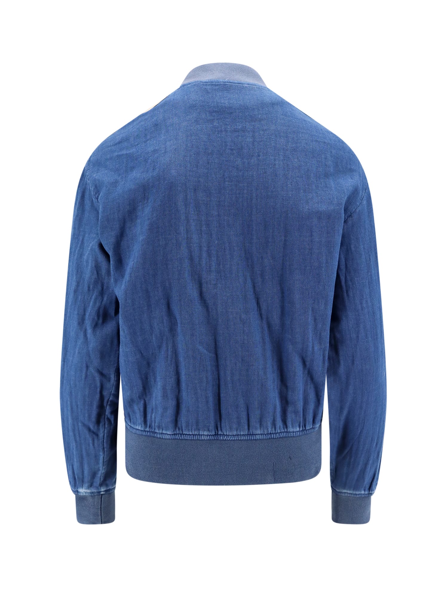 Shop Palm Angels Sweatshirt In Indigo Blue Off White (blue)
