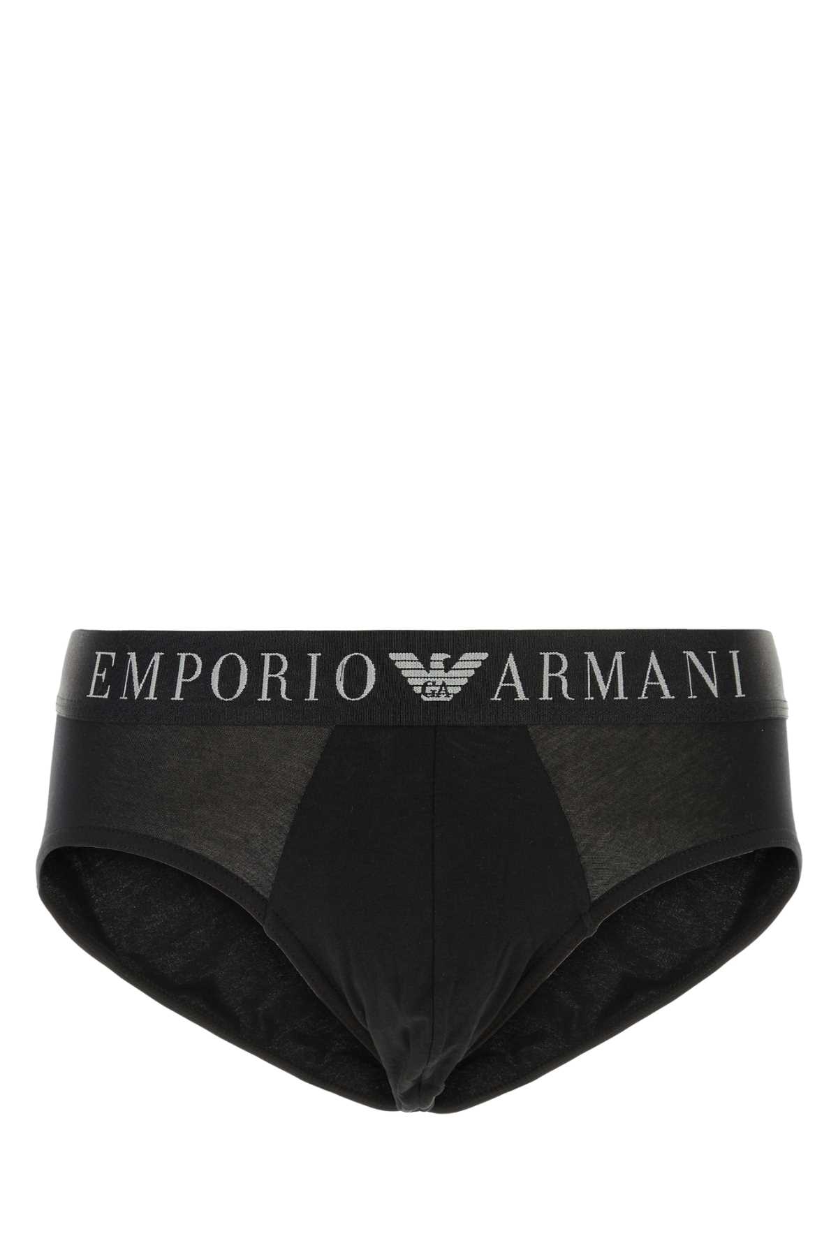 Shop Emporio Armani Black Stretch Cotton Brief In 00020