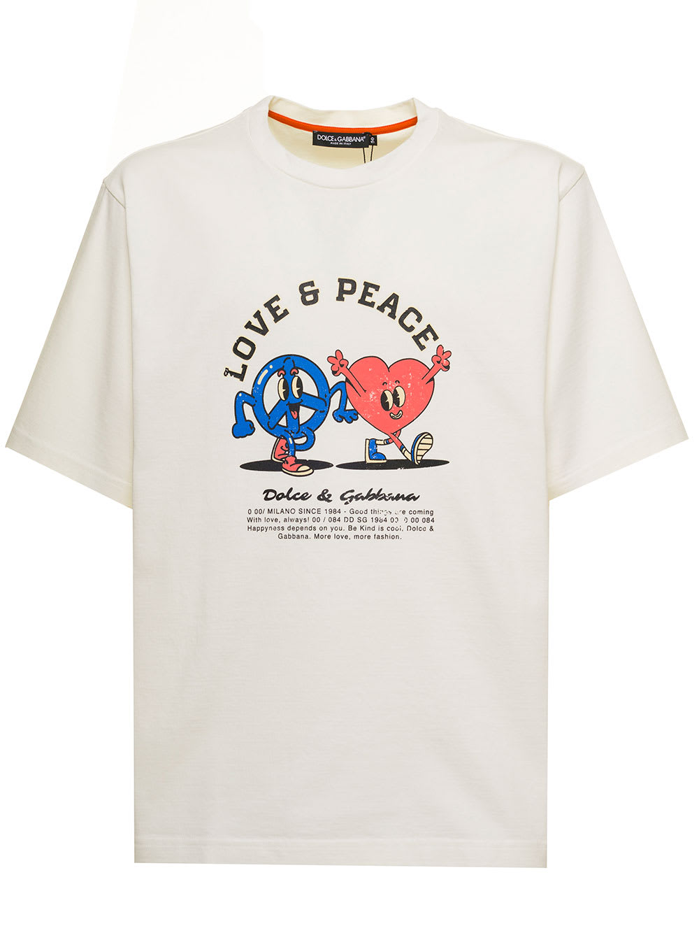 Dolce & Gabbana Dolce And Gabbana Mans Crew Neck T-shirt With love & Peace Print