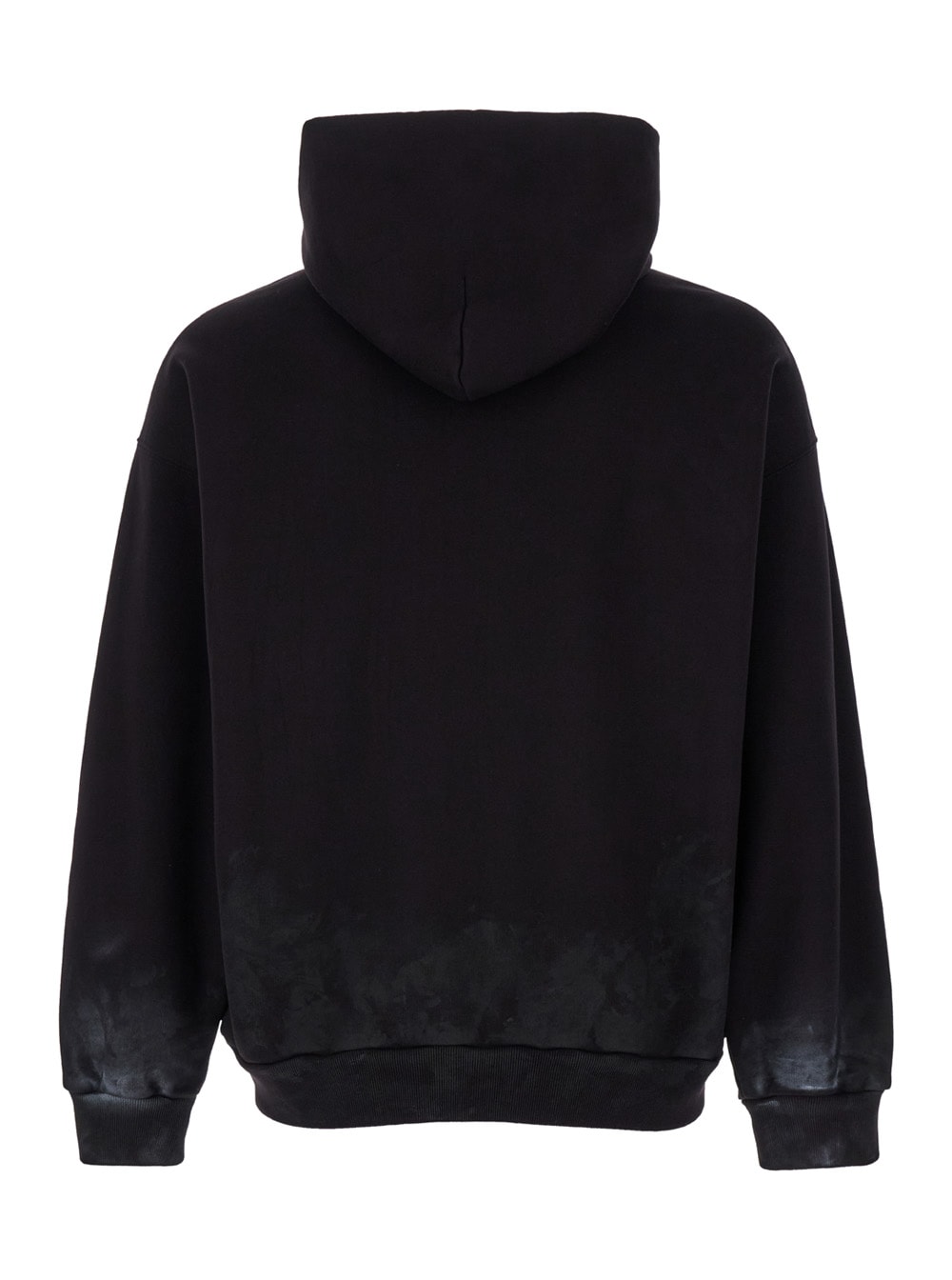 Shop Balenciaga Black Hoodie With Metal Bb Stencil Motif In Dirty Effect Cotton Man