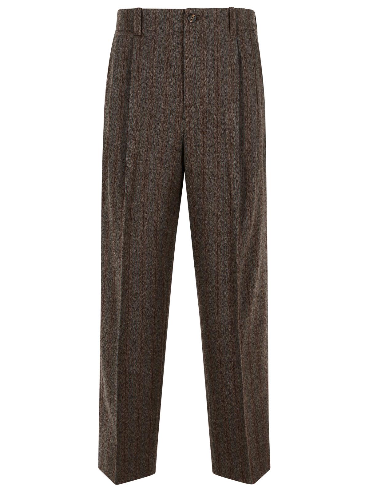 Golden Goose Wool Trousers Pockets Belt Loops In Brown