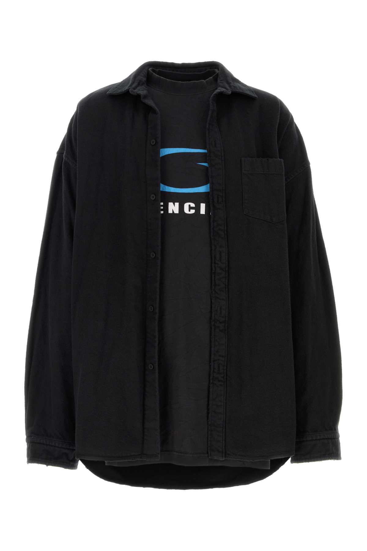 Shop Balenciaga Black Cotton Oversize Shirt