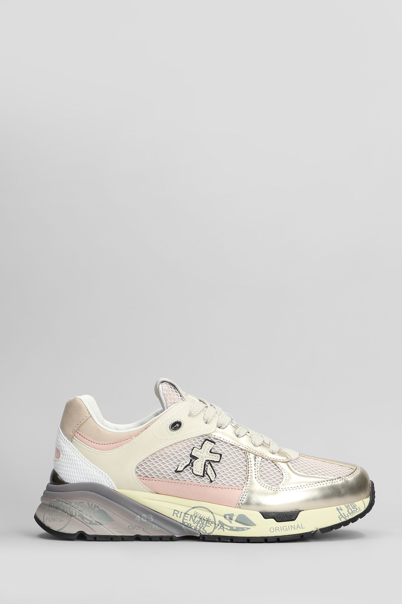 Mase Sneakers In Platinum Leather And Fabric