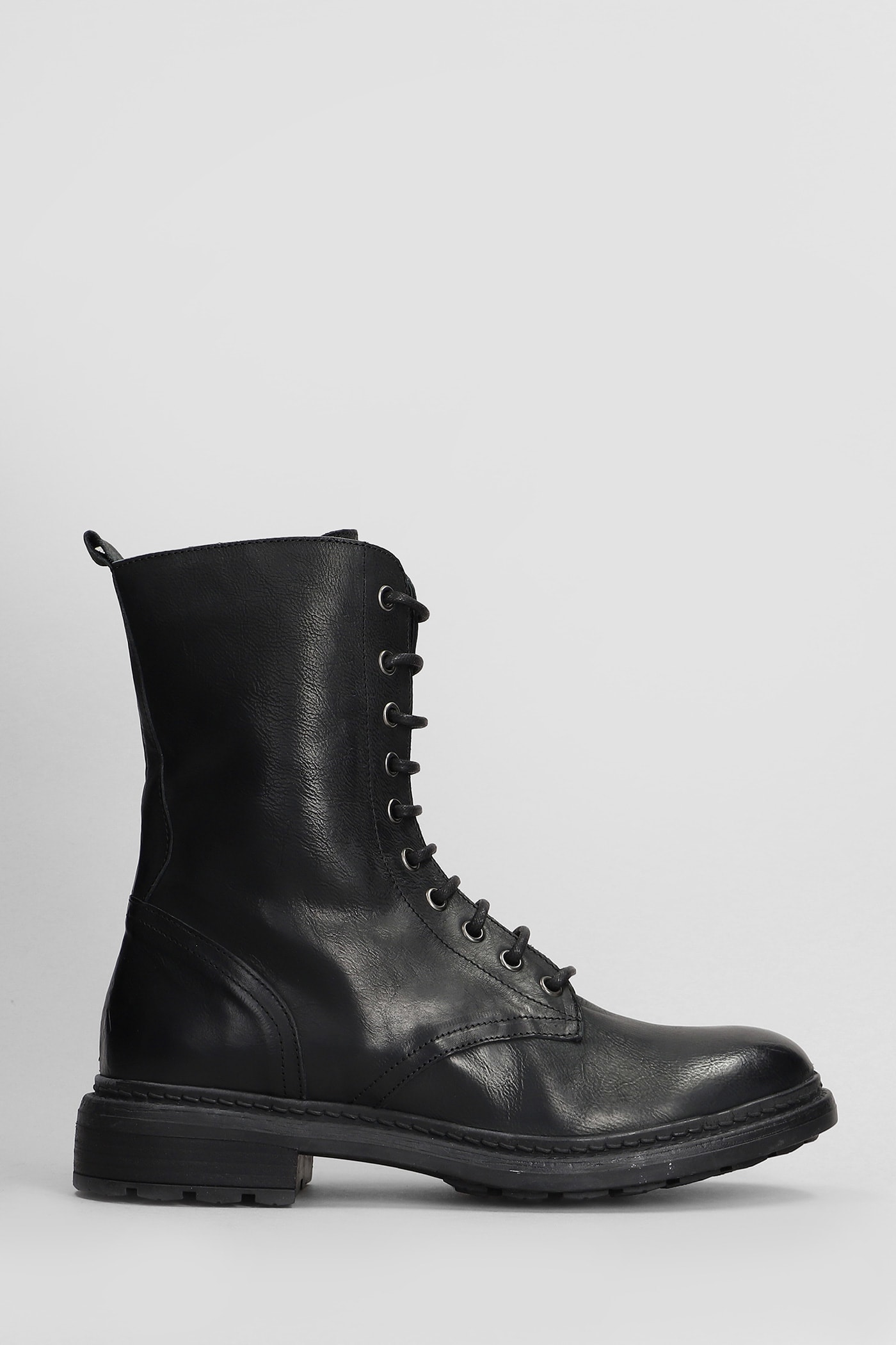 Combat Boots In Black Leather