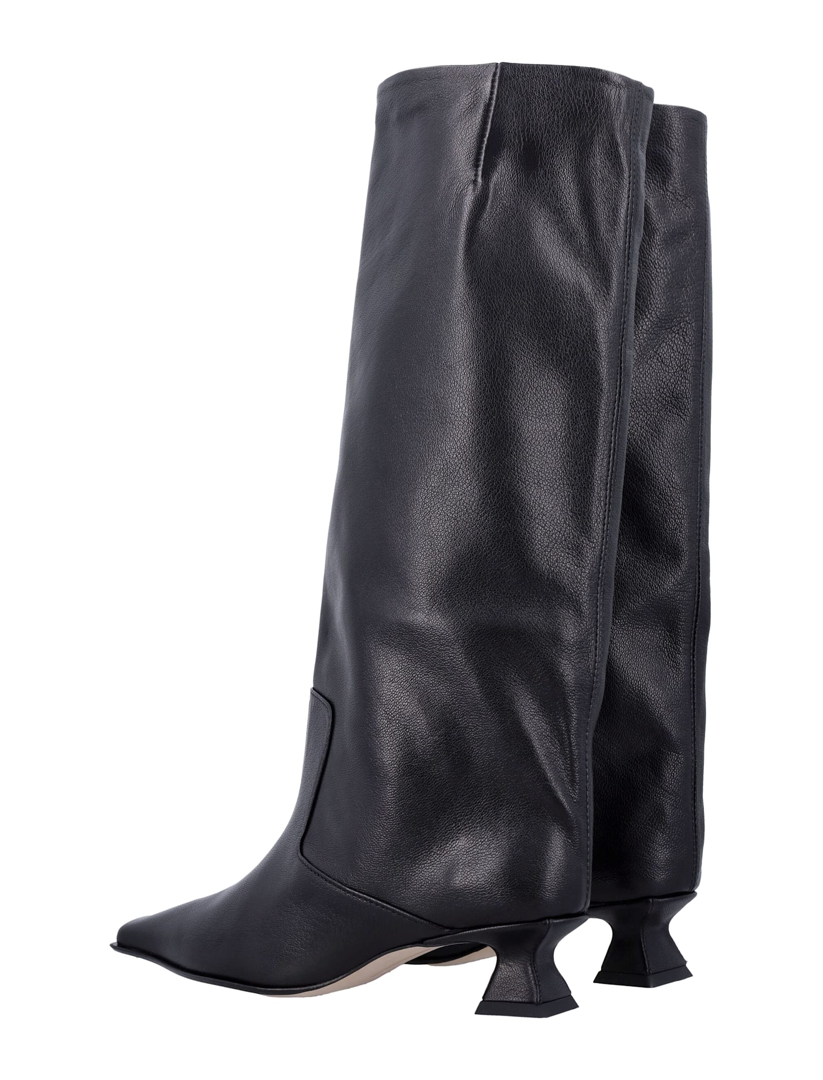 Miista Effie Black Leather Knee Boot In Black