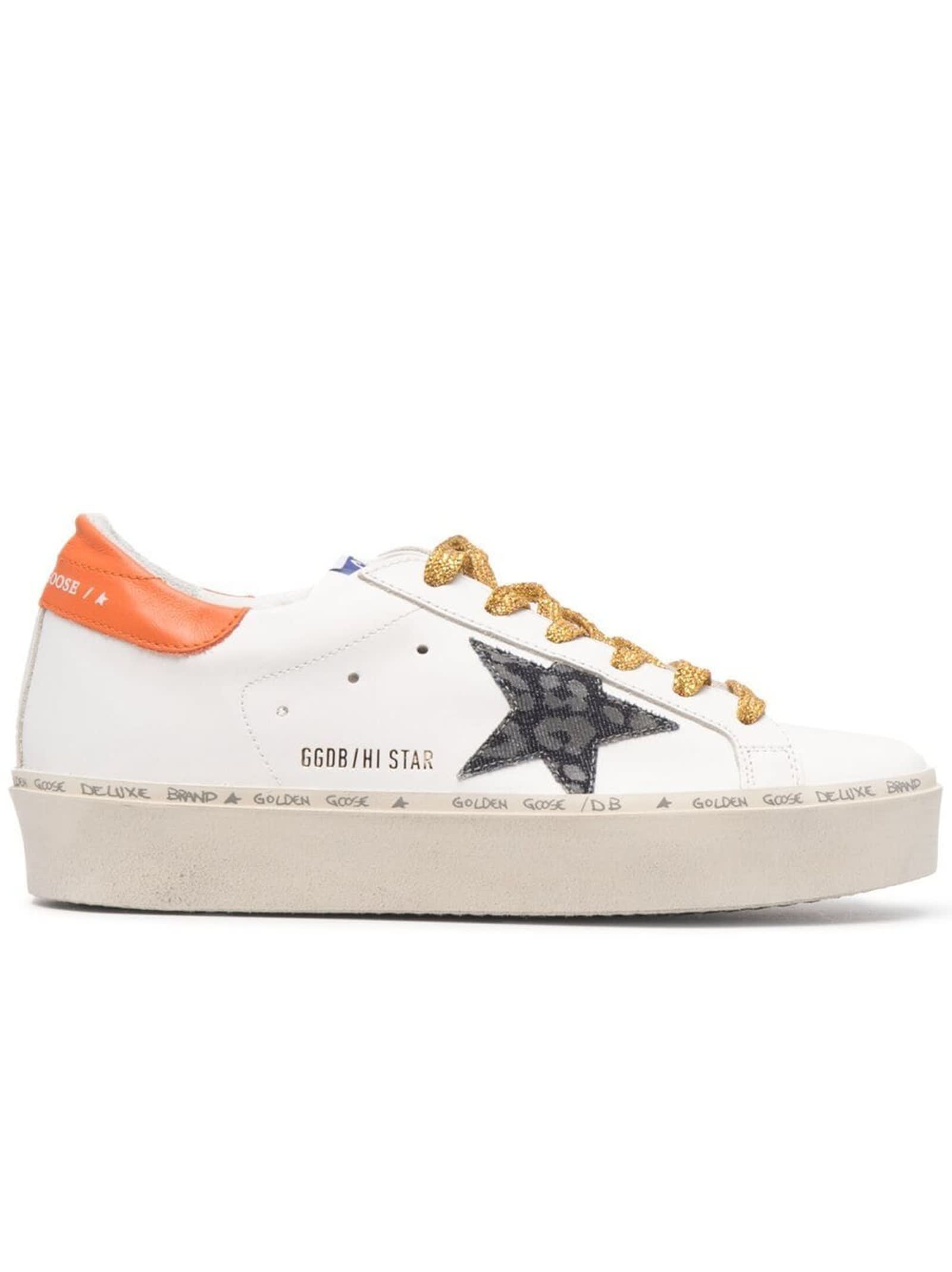 Golden Goose White Leather Hi Star Sneakers