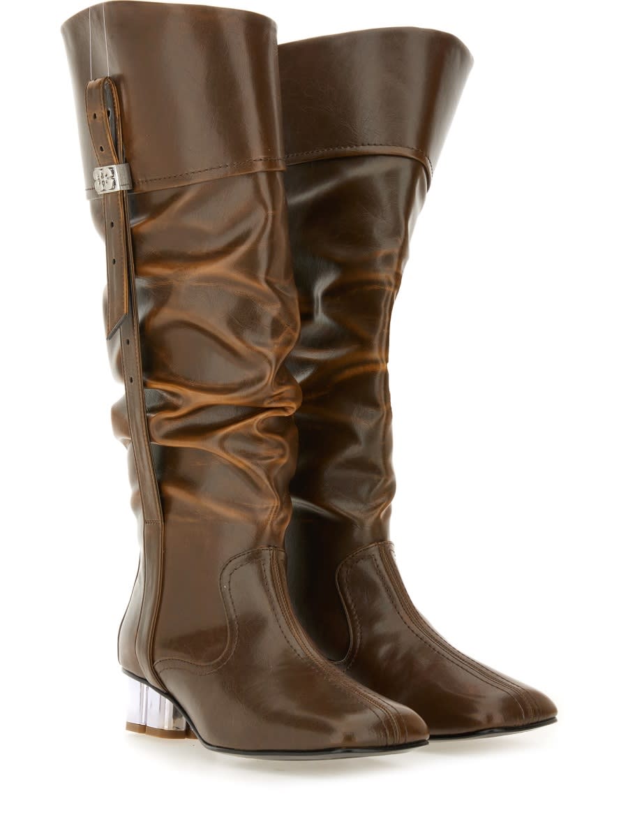 Ganni Slouchy Boot Butterfly In Brown