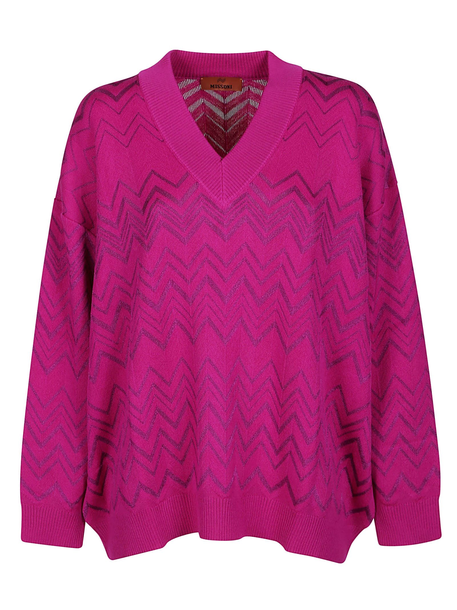 Shop Missoni V-neck Sweater In Purple Wine
