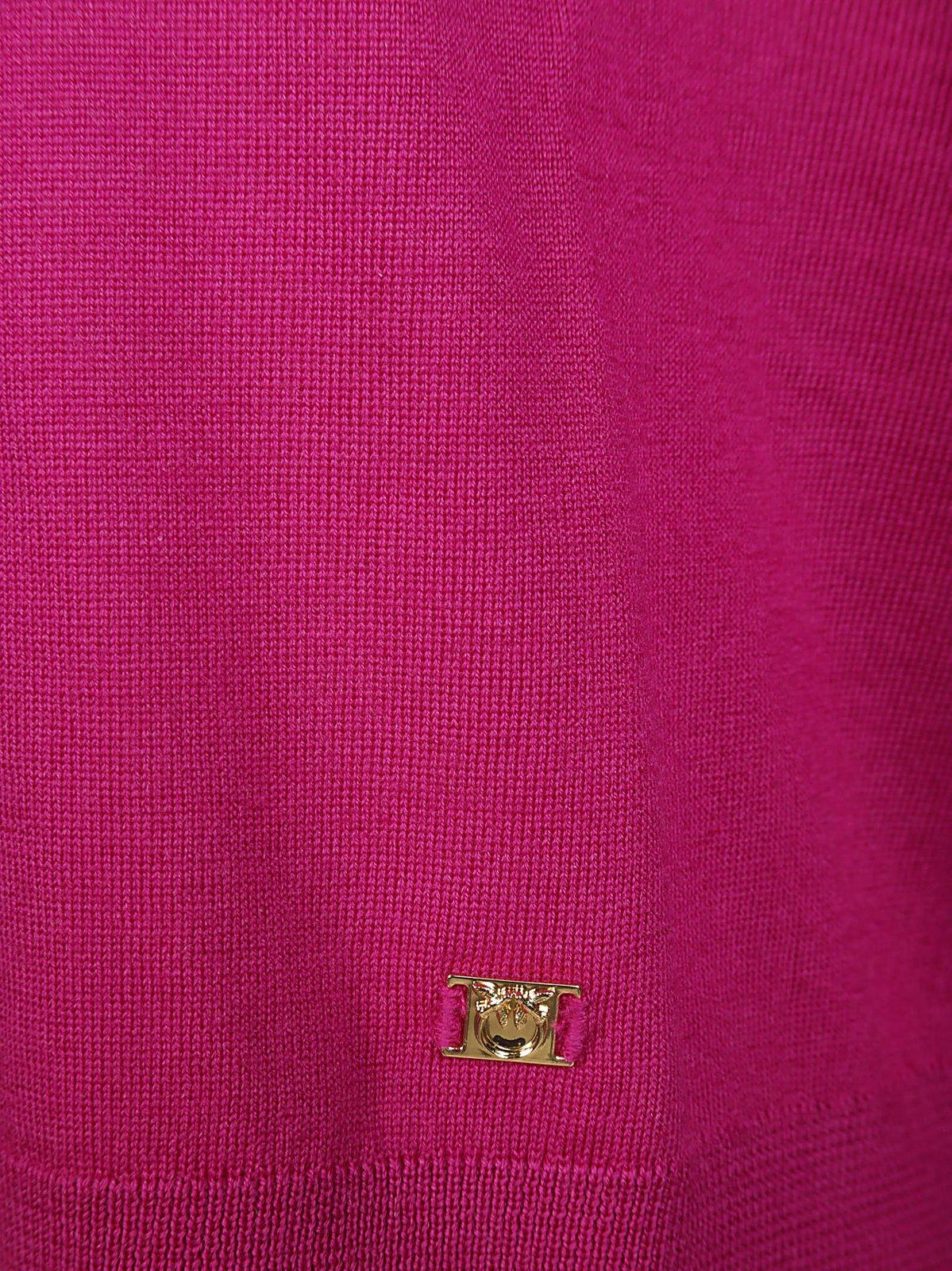 Shop Pinko Ruched Turtleneck Jumper In Fuxia