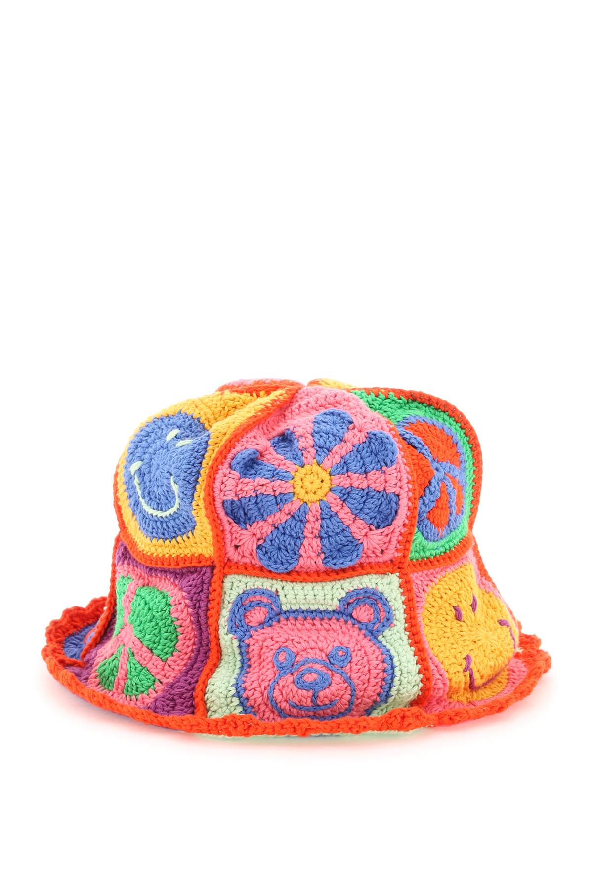 Moschino Bear Crochet Bucket Hat In Fantasia Rosso