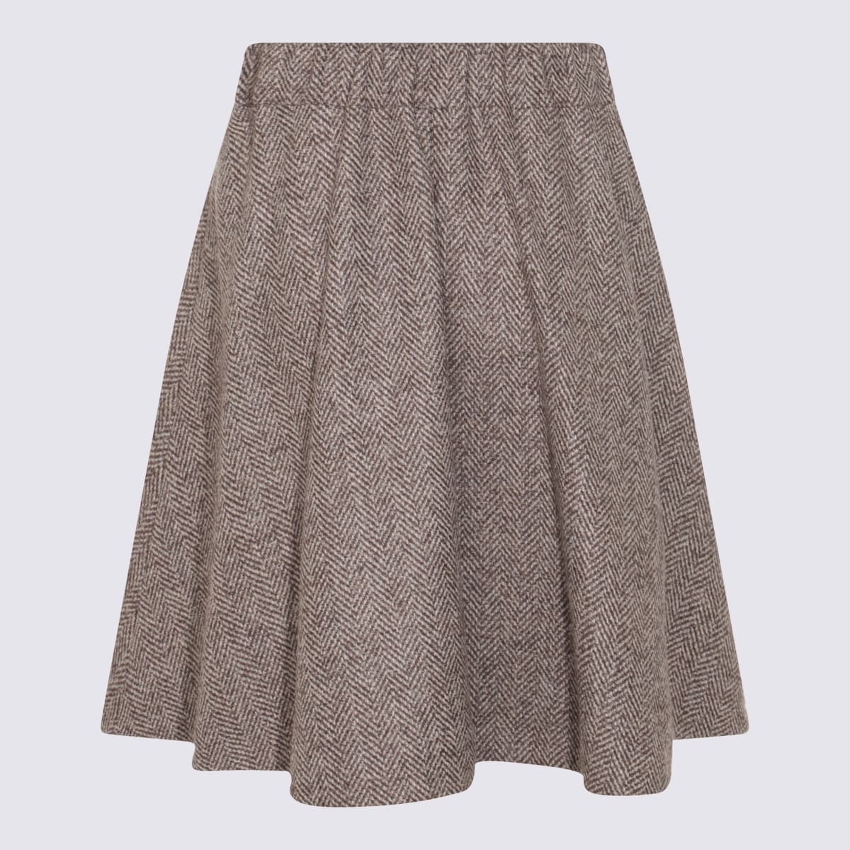 Brunello Cucinelli Brown Wool Mini Skirt In Neutral
